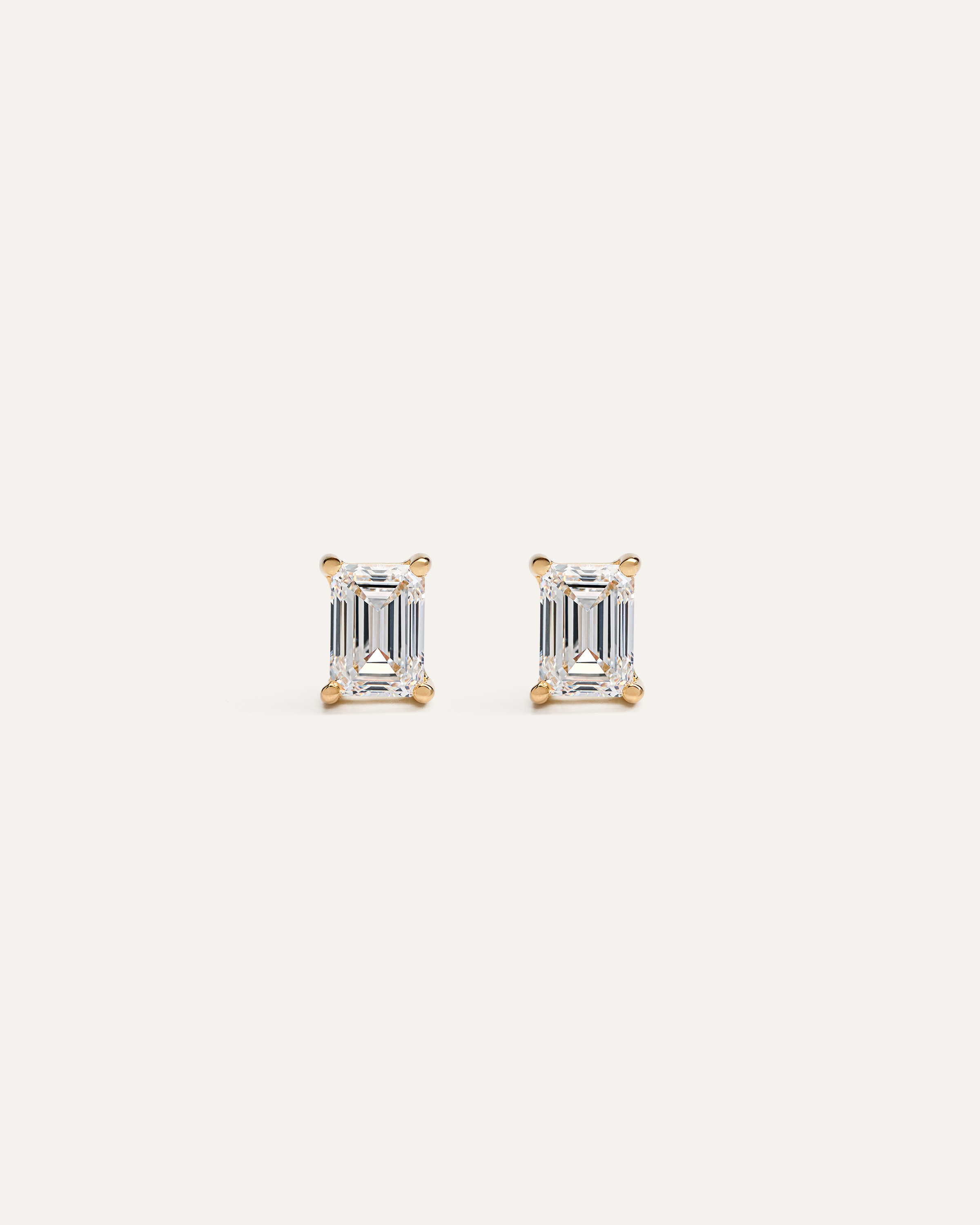 14k Gold Lab Grown Diamond Emerald Solitaire Studs - 1ctw