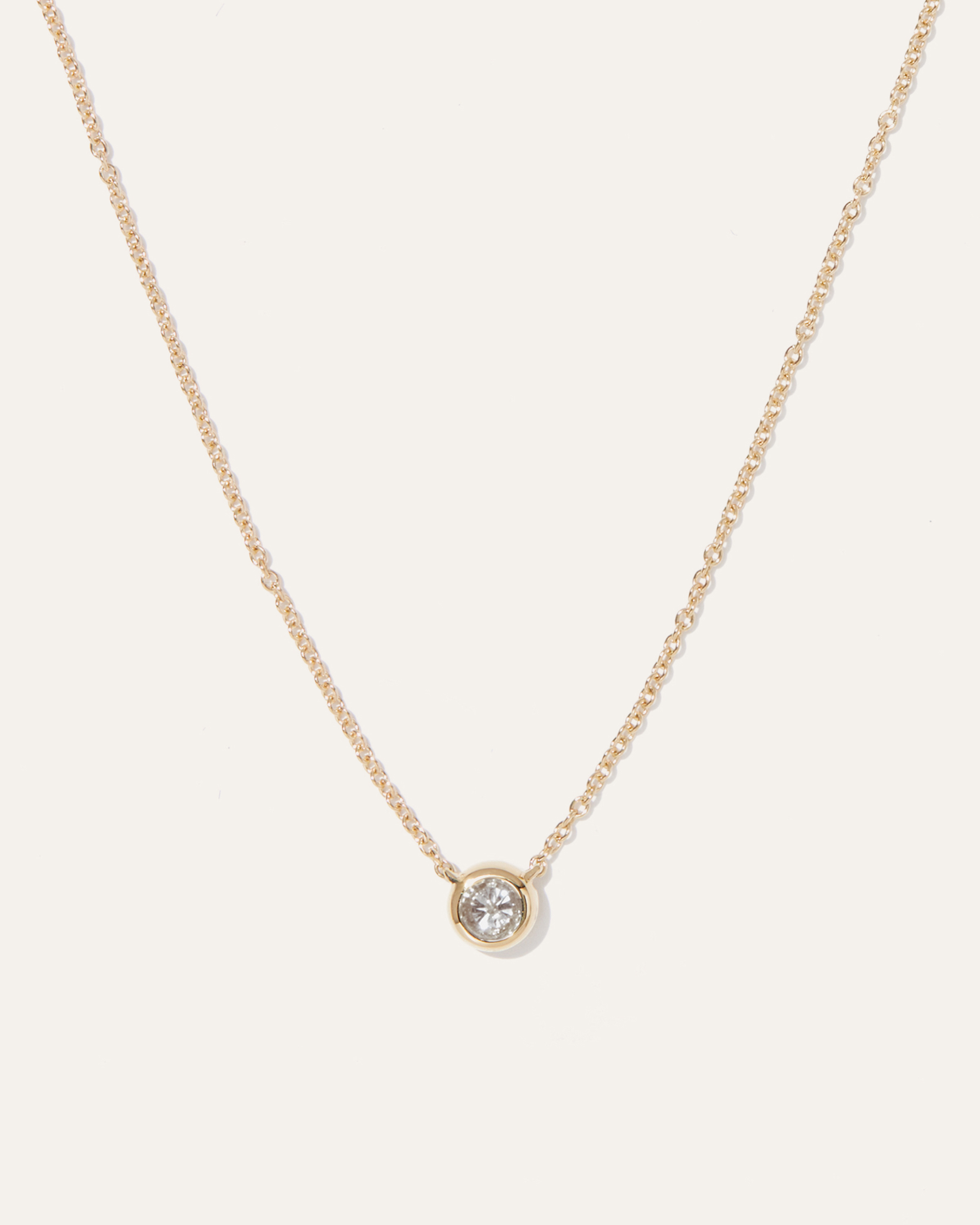 14K Gold Diamond Bezel Necklace