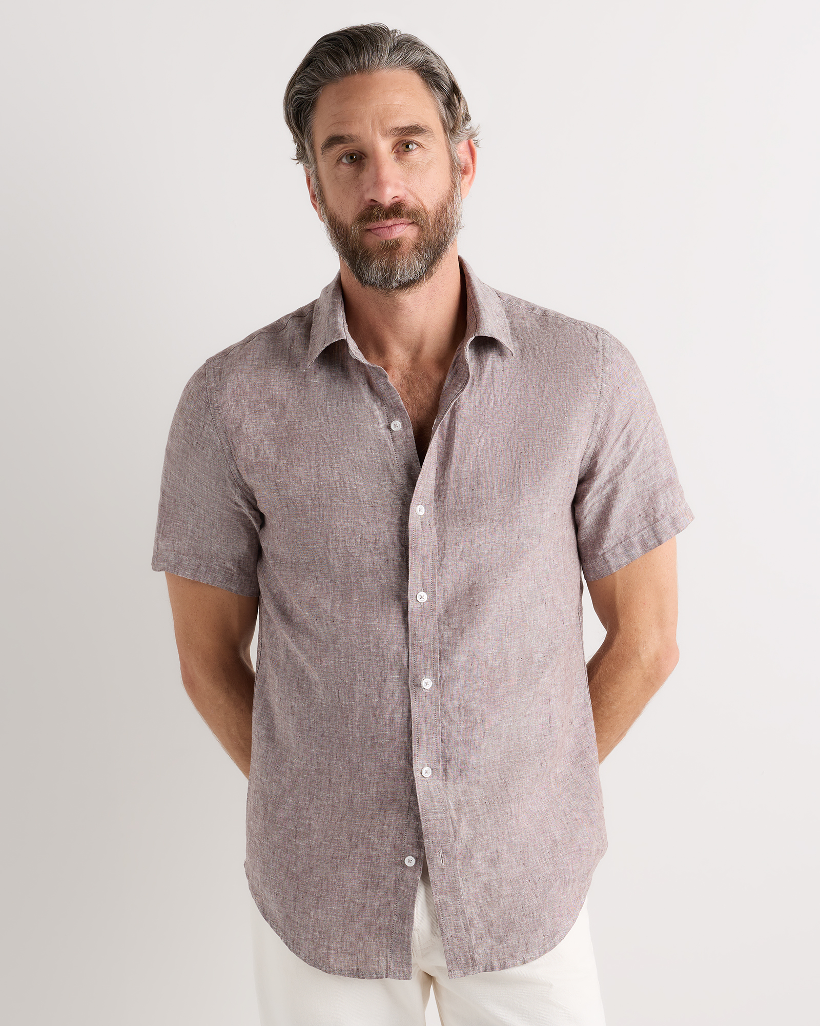 100% European Linen Relaxed Short Sleeve Shirt