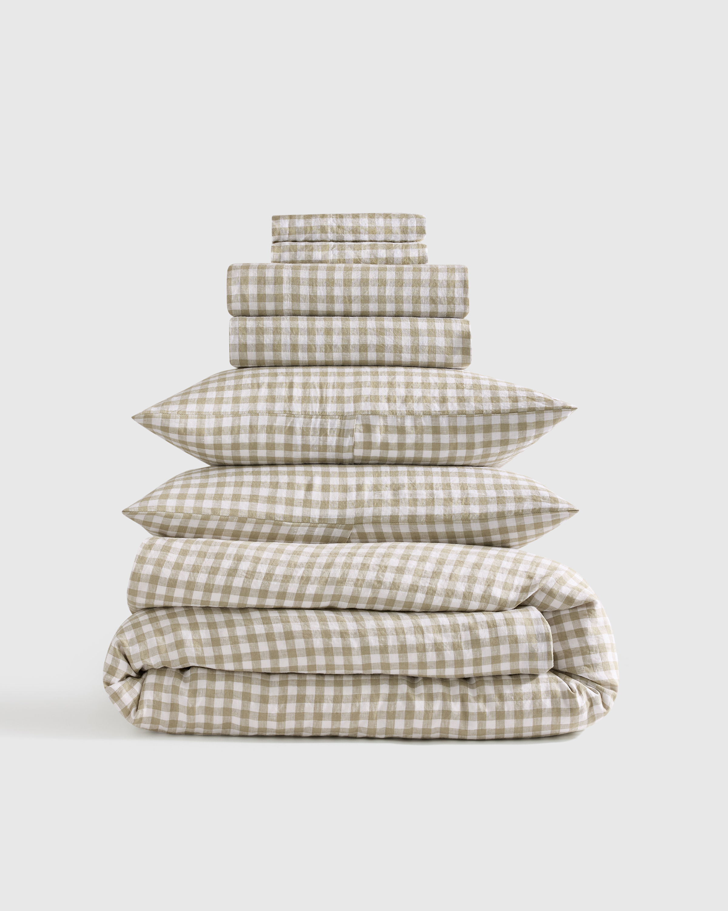 European Linen Gingham Deluxe Bedding Bundle