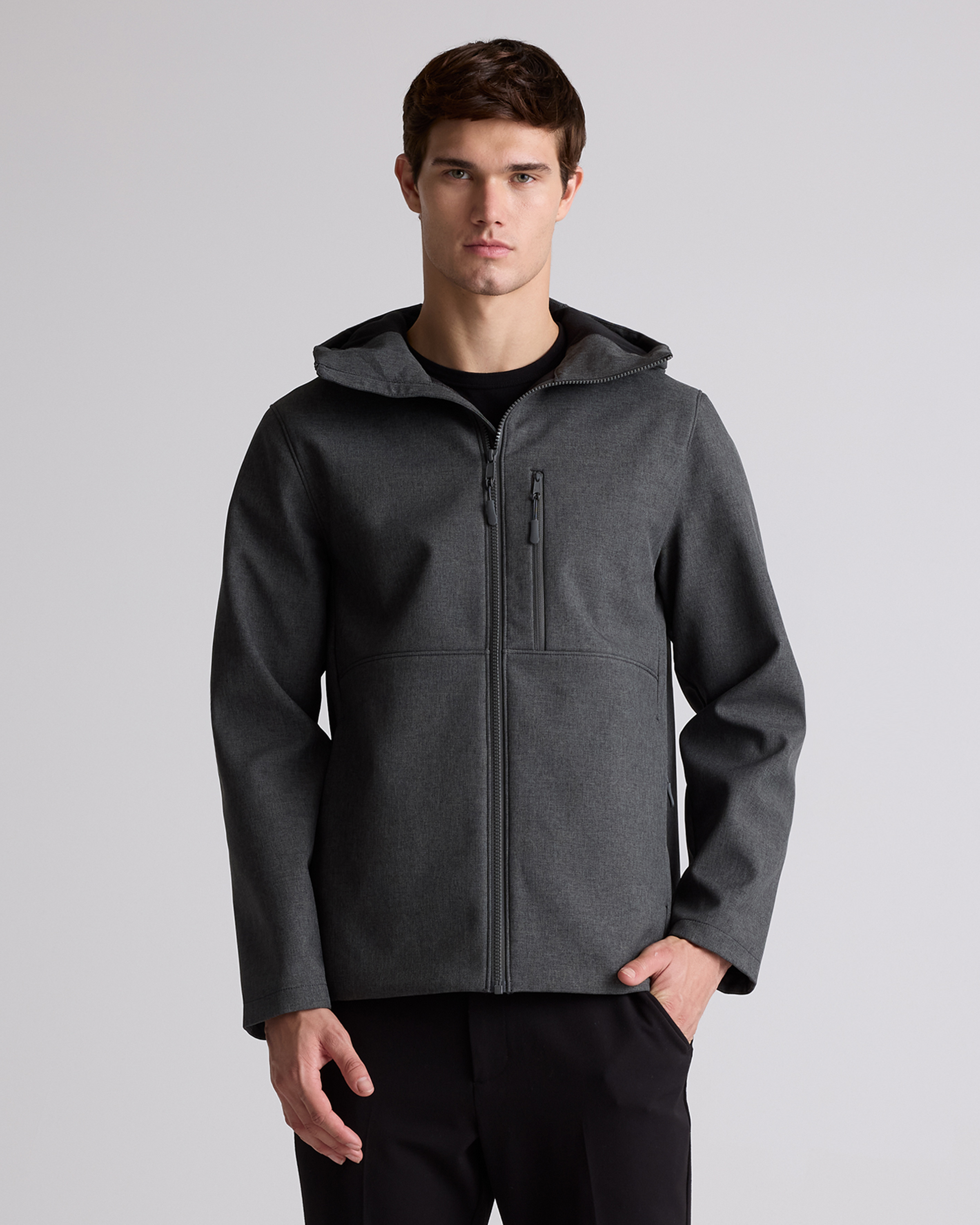 Softshell Fleece-Lined Full-Zip Hooded Jacket