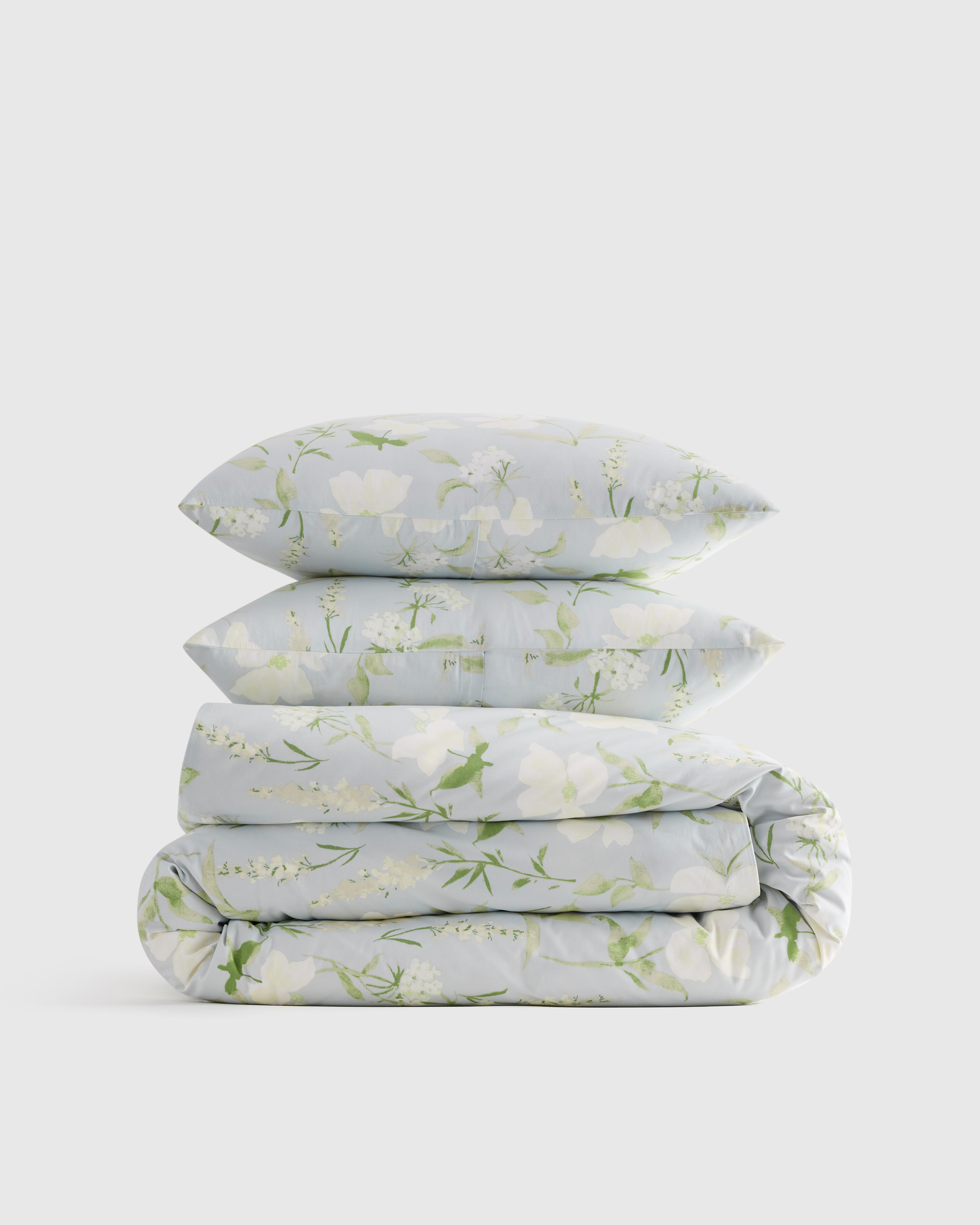Organic Crisp Percale Floral Duvet Cover Set