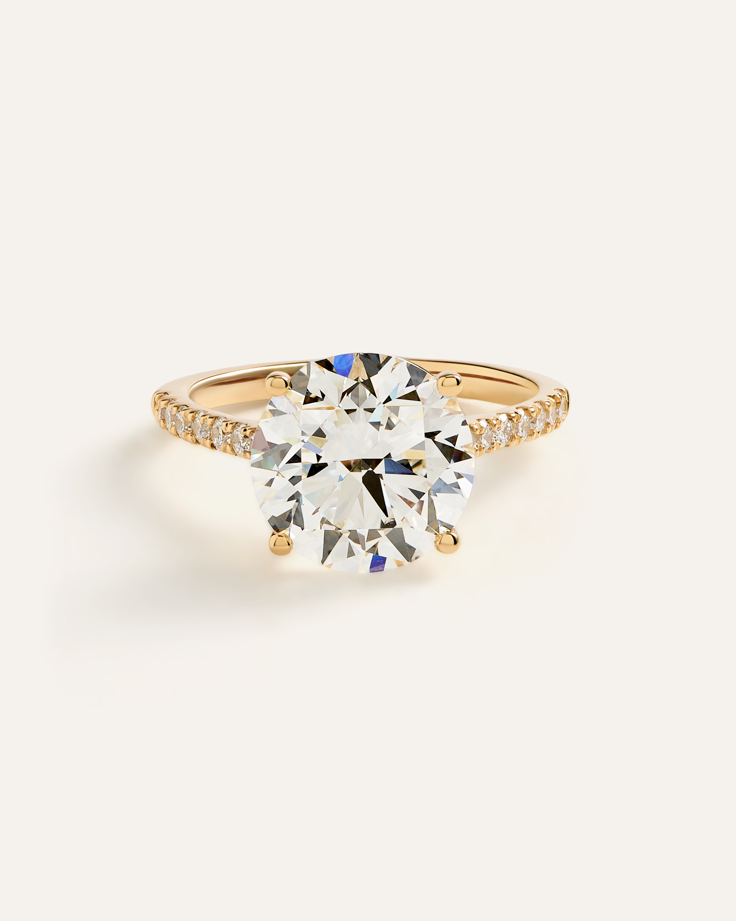 Lab Grown Diamond Round Pave Trellis Cathedral Engagement Ring - 5ct