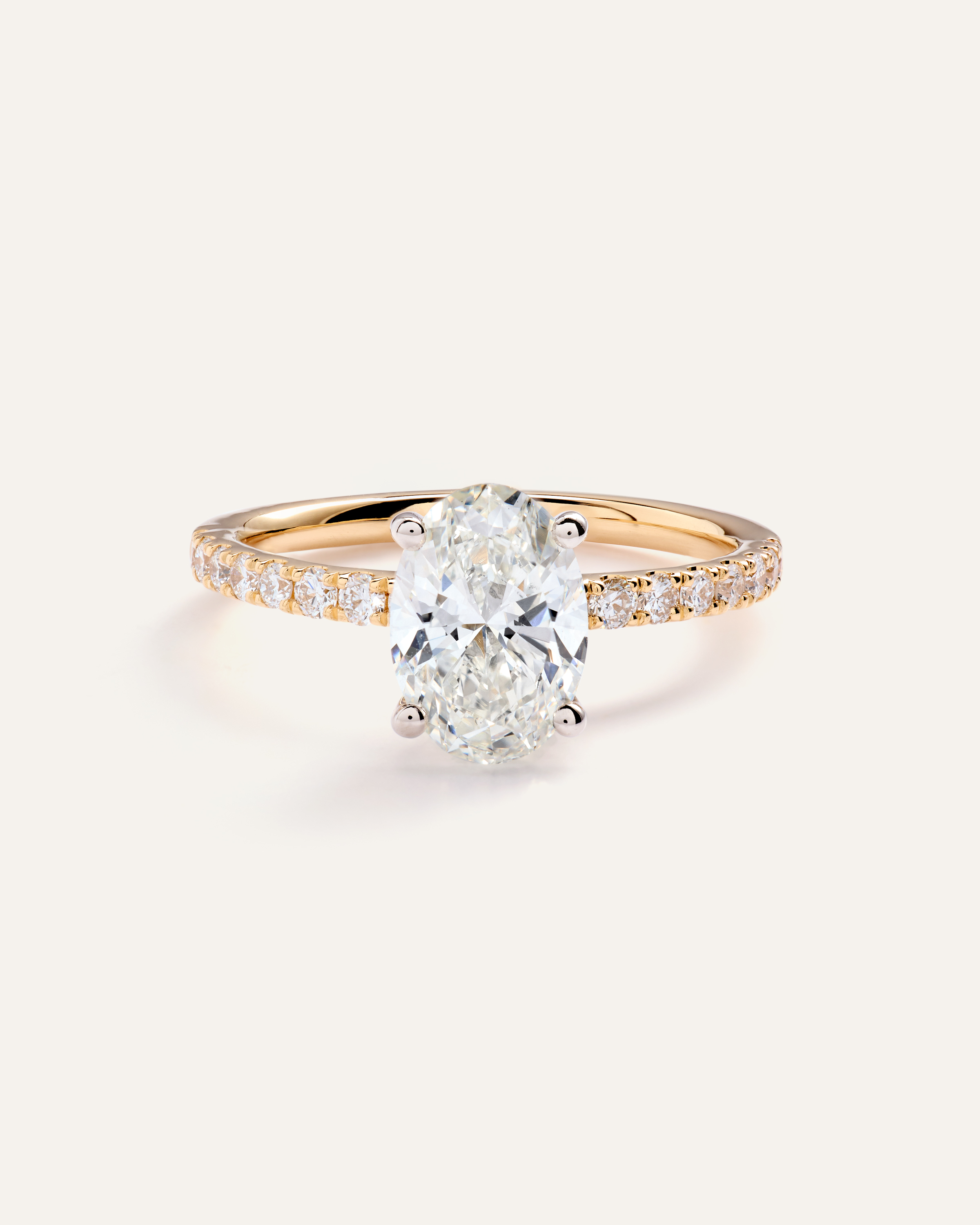 Lab Grown Diamond Oval Petite Pave Engagement Ring - 1.50ct