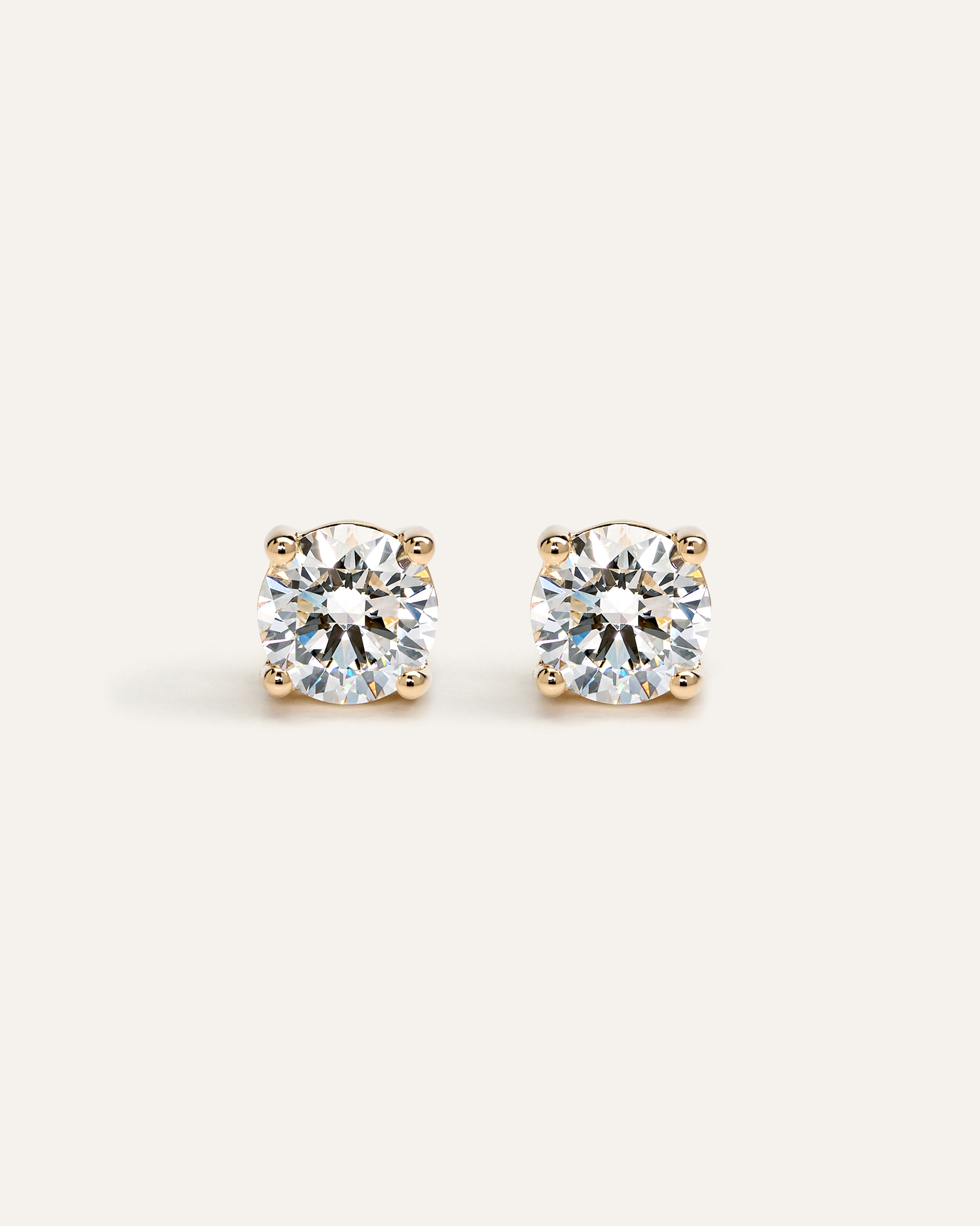 14K Gold Lab Grown Diamond Four-Prong Solitaire Studs - 3ctw