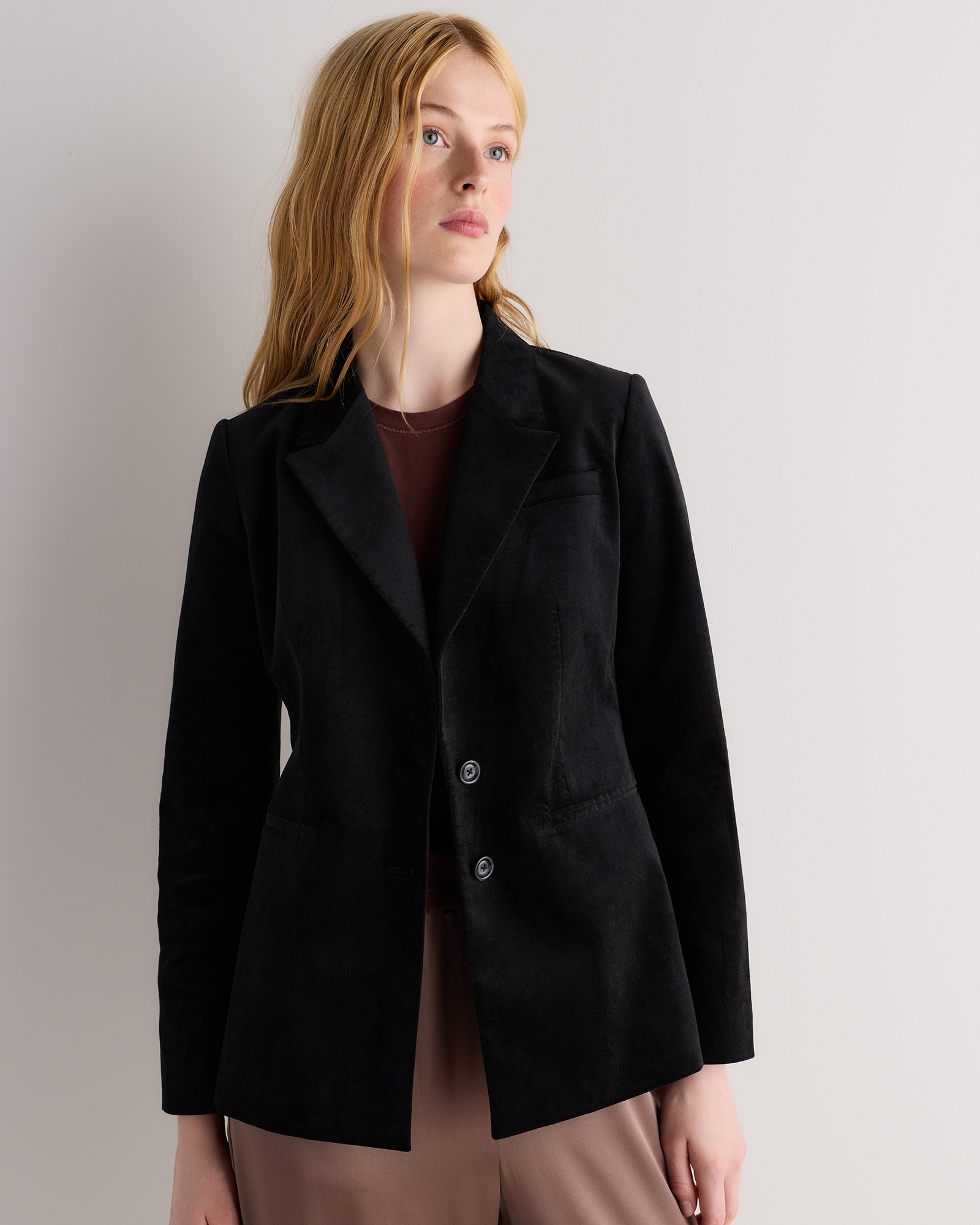Stretch Velvet Structured Blazer