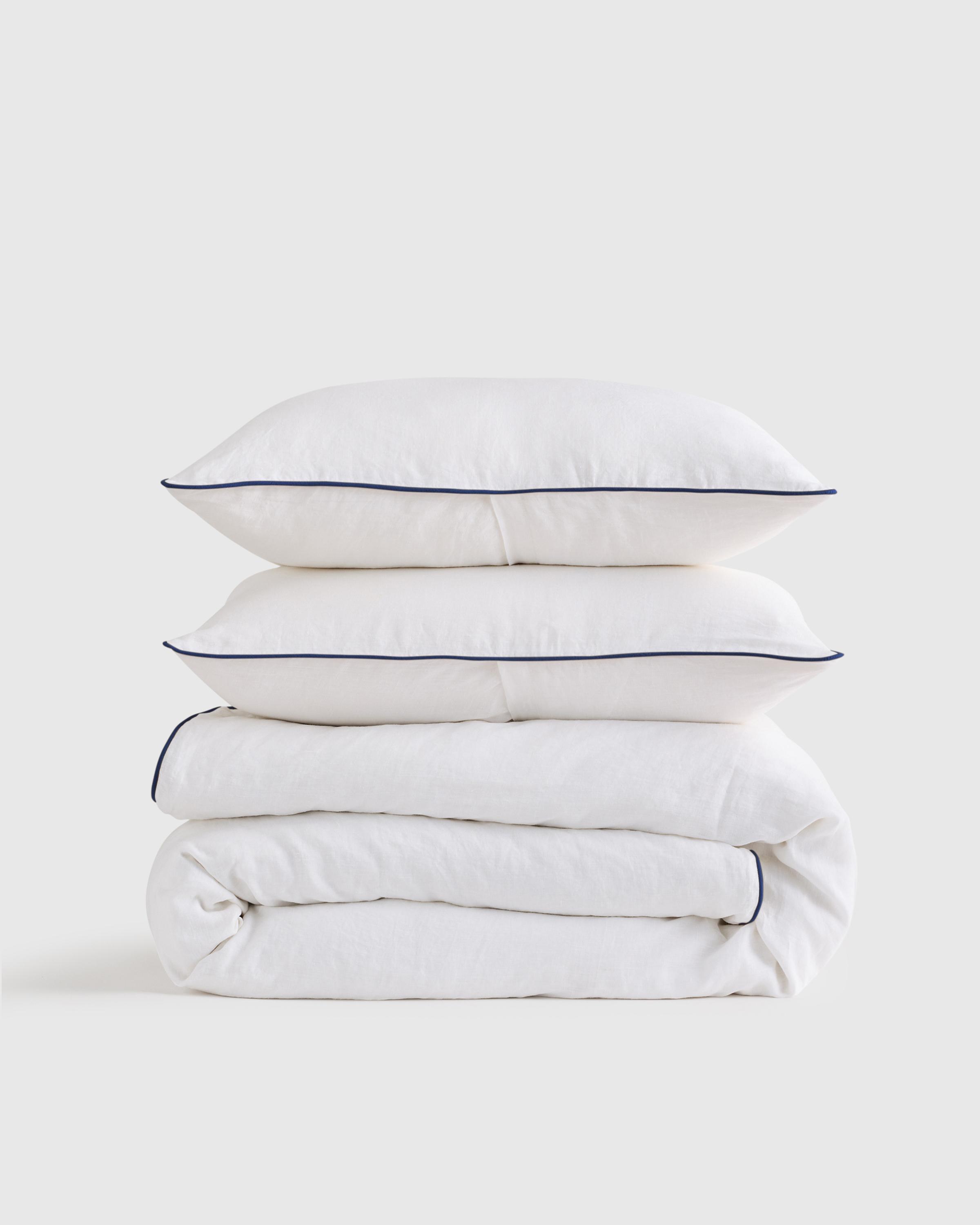 European Linen Piped Duvet Cover Set