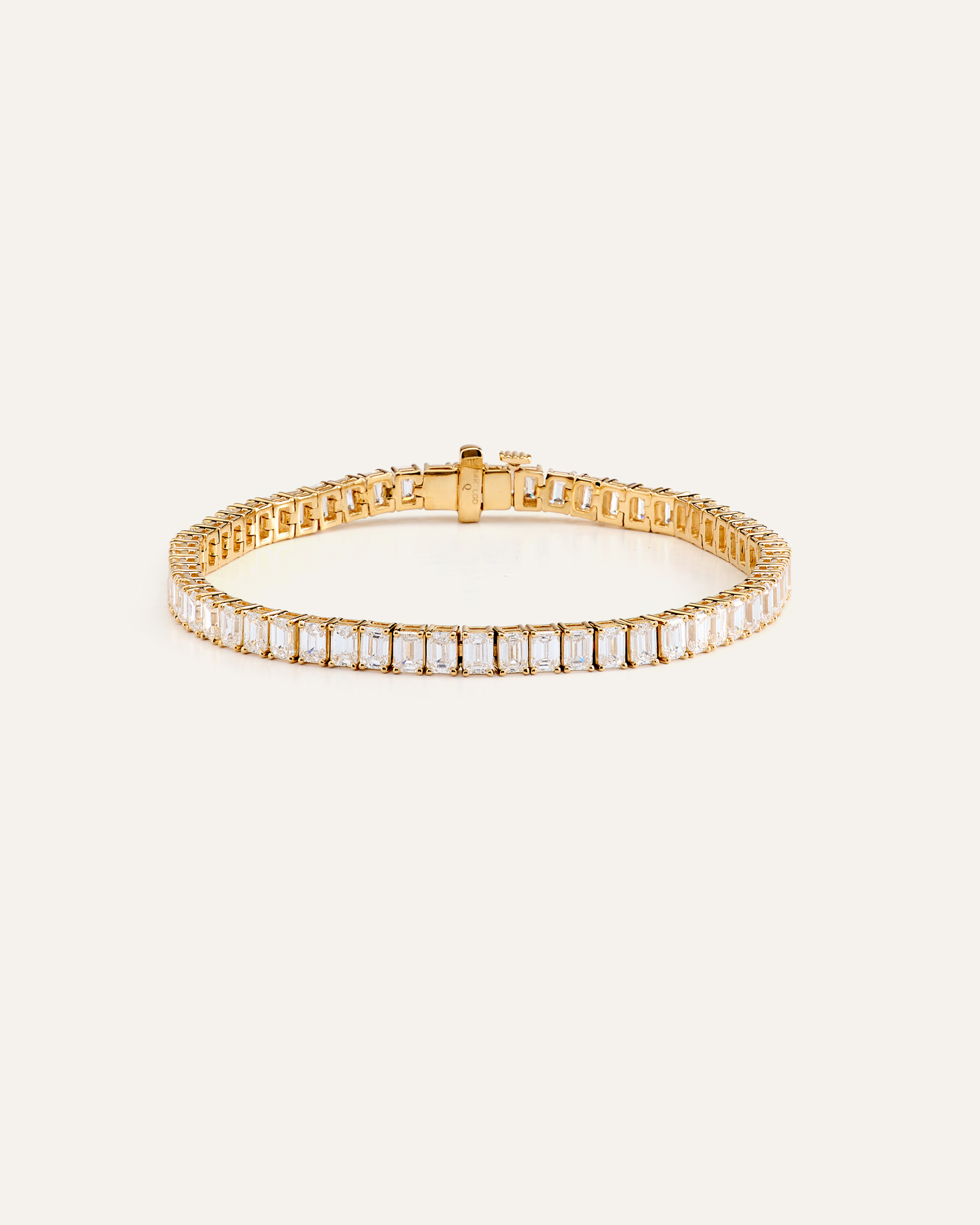 14K Gold Lab Grown Diamond North-South Emerald Tennis Bracelet - 10ctw