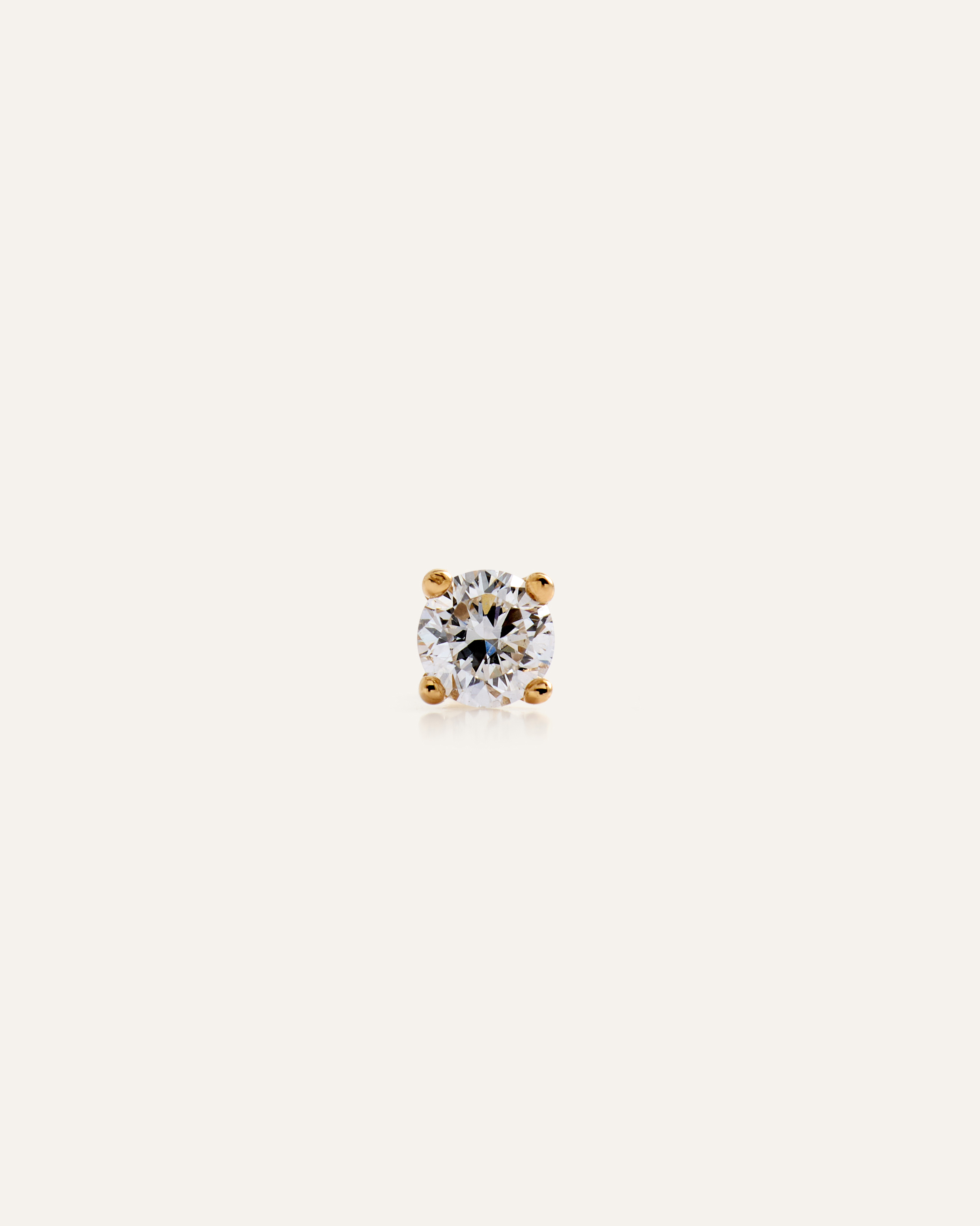 14K Gold Lab Grown Diamond Round Tiny Flat Back Stud - Single