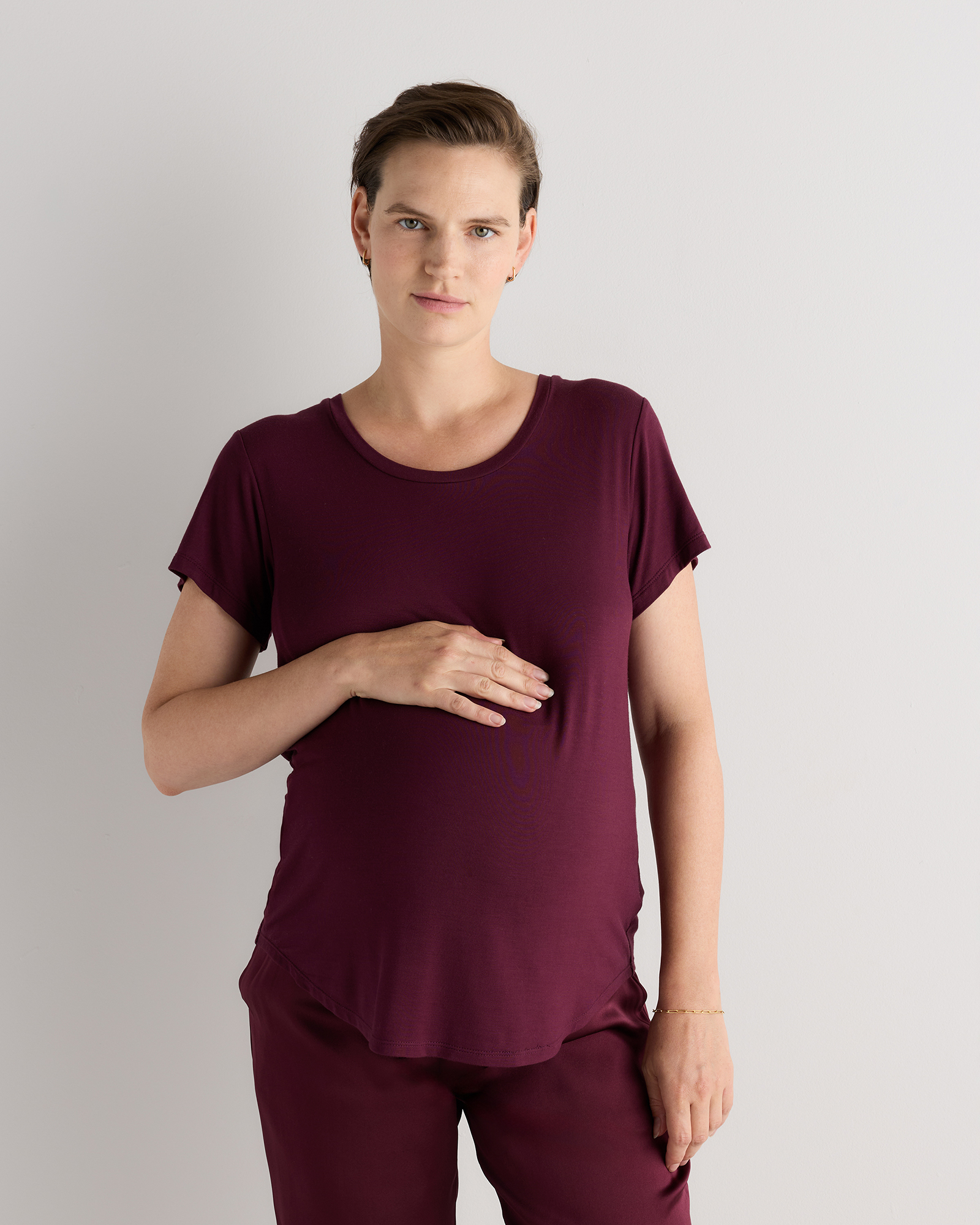 Bamboo Jersey Nursing Scoop Neck Tee