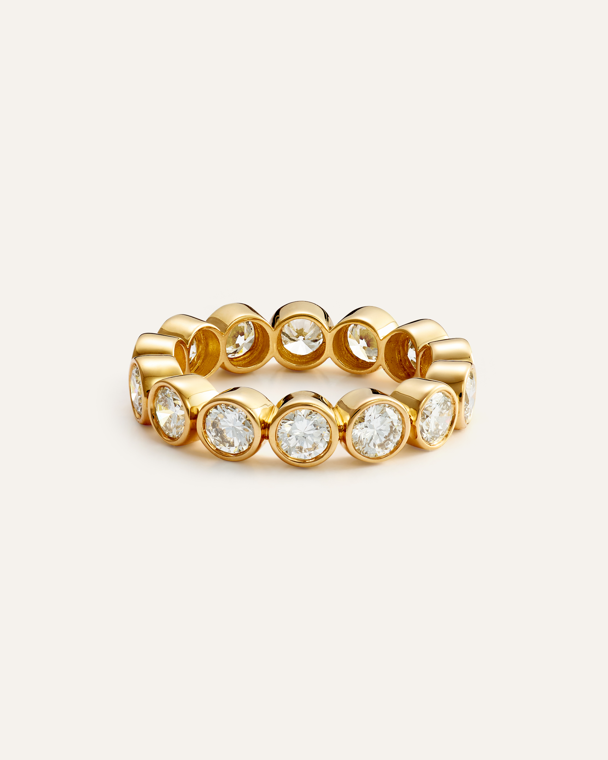 14K Gold Lab Grown Diamond Round Bezel Eternity Band - 3ctw