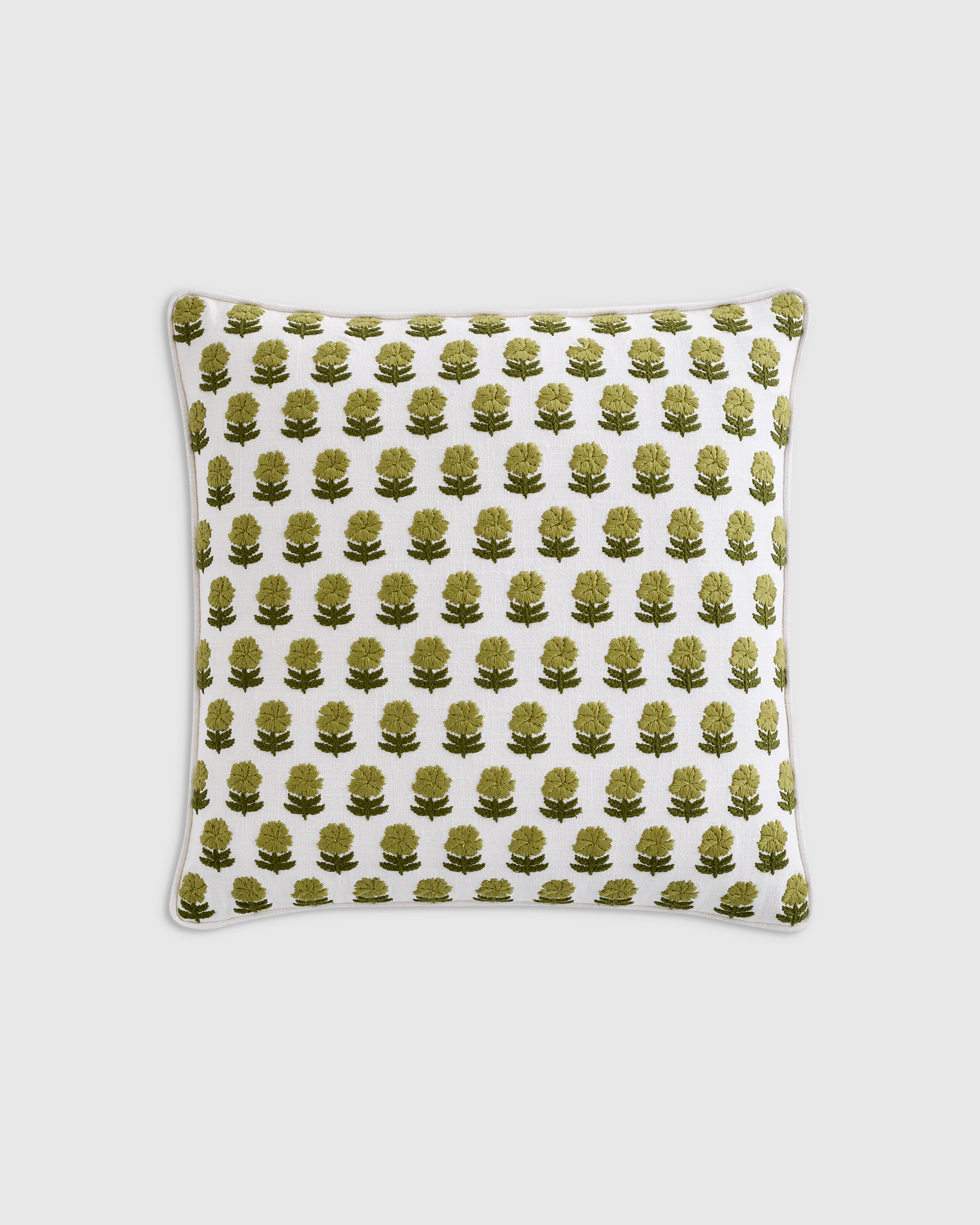 Embroidered Floral Cotton Pillow Cover