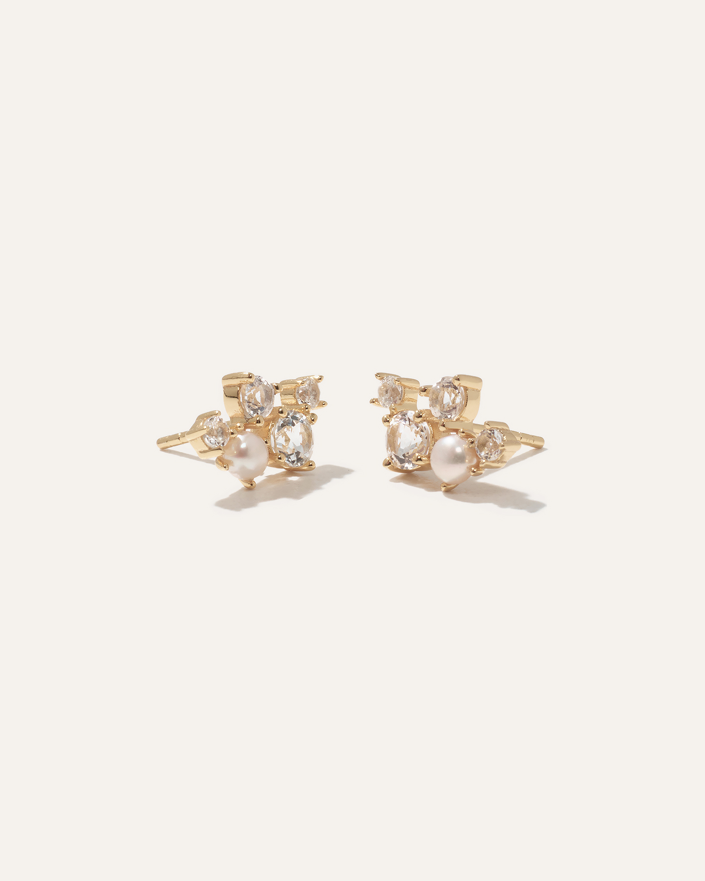 Mini Topaz Pearl Sparkle Climber Earrings