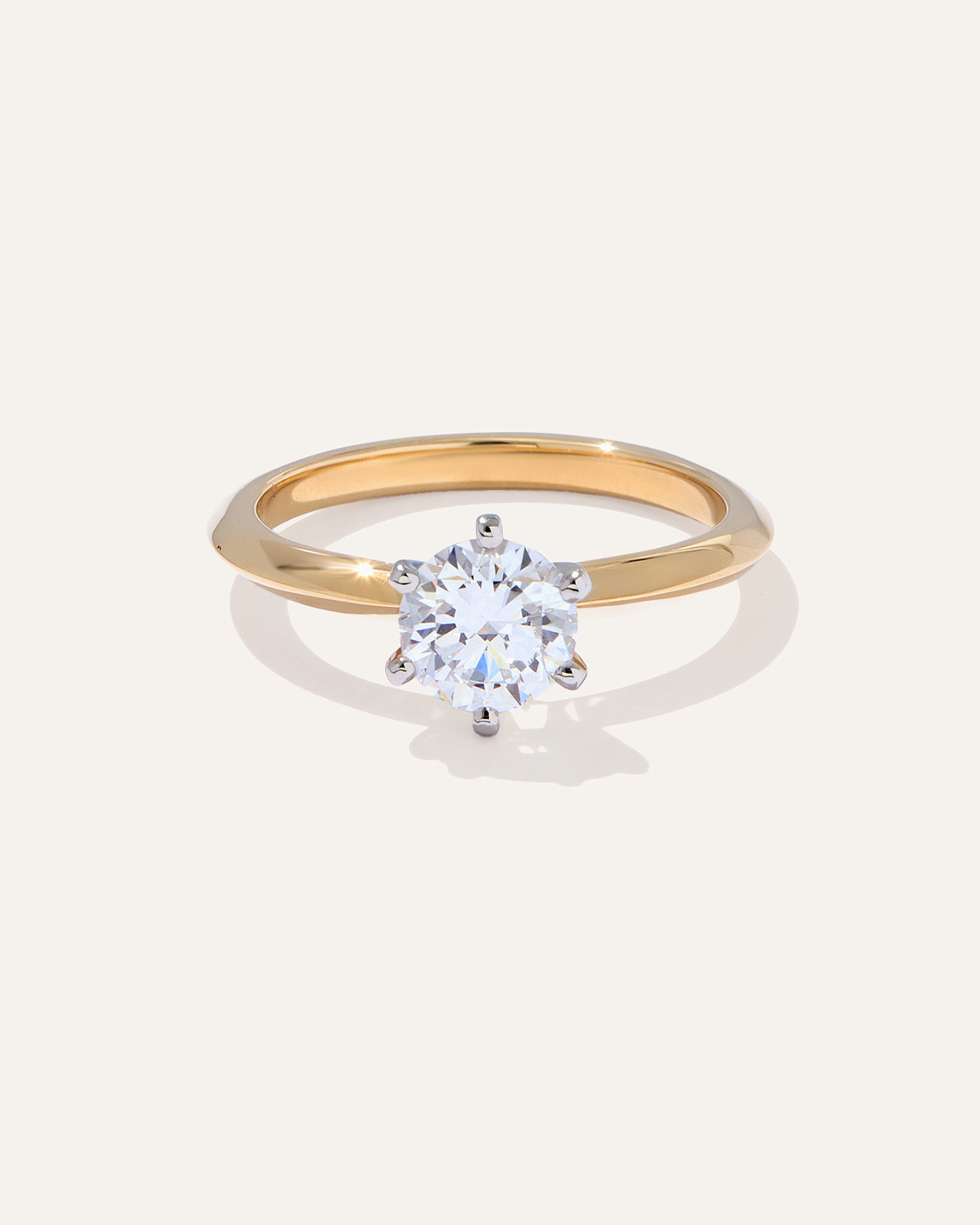 Lab Grown Diamond Round Six Prong Knife Edge Engagement Ring - 1ct