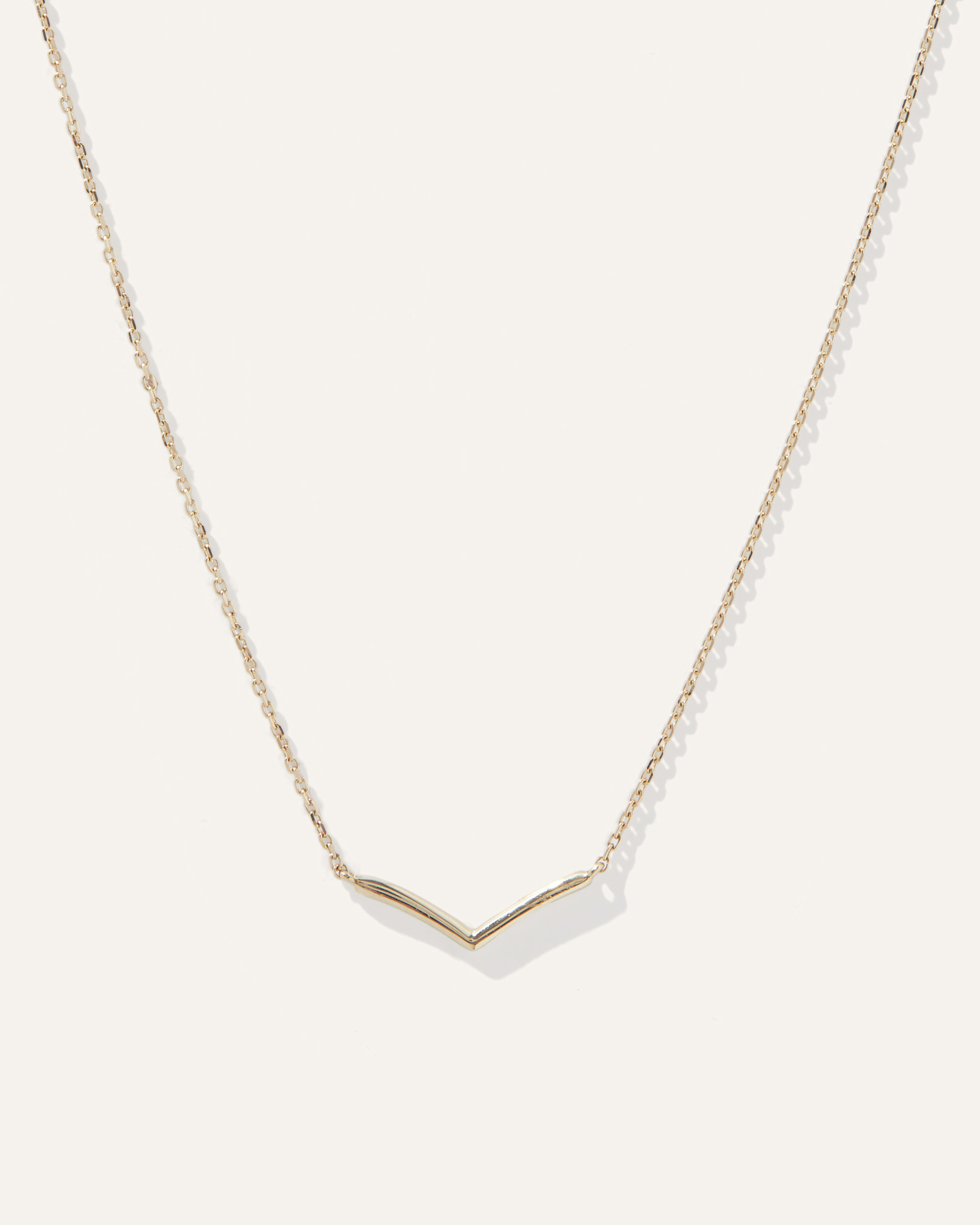14K Gold Wishbone Necklace