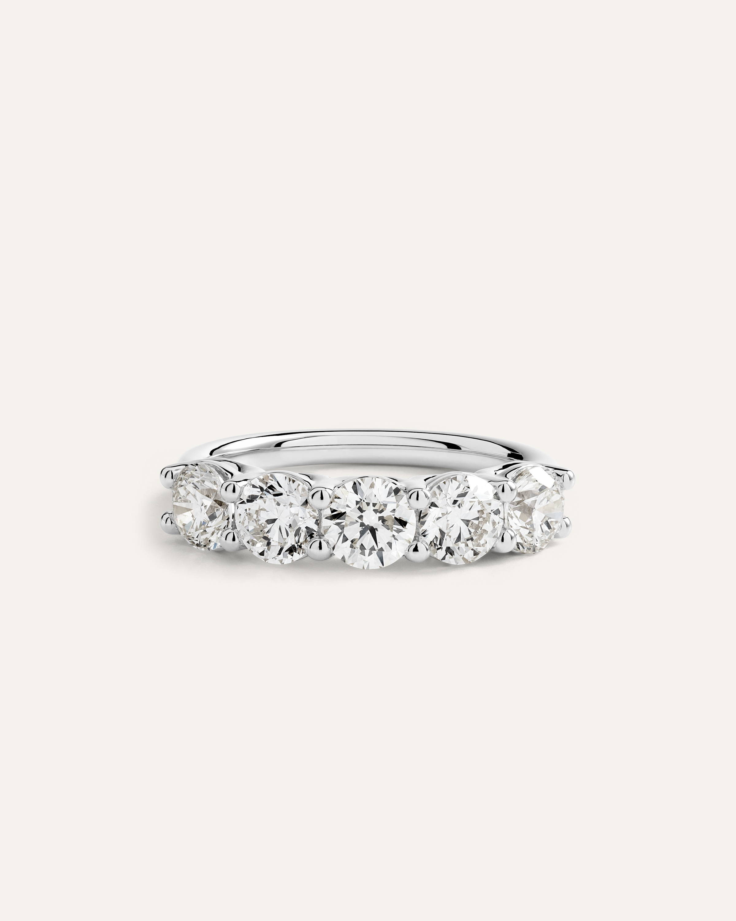 14K Gold Natural Diamond Five Stone Band - 2ctw