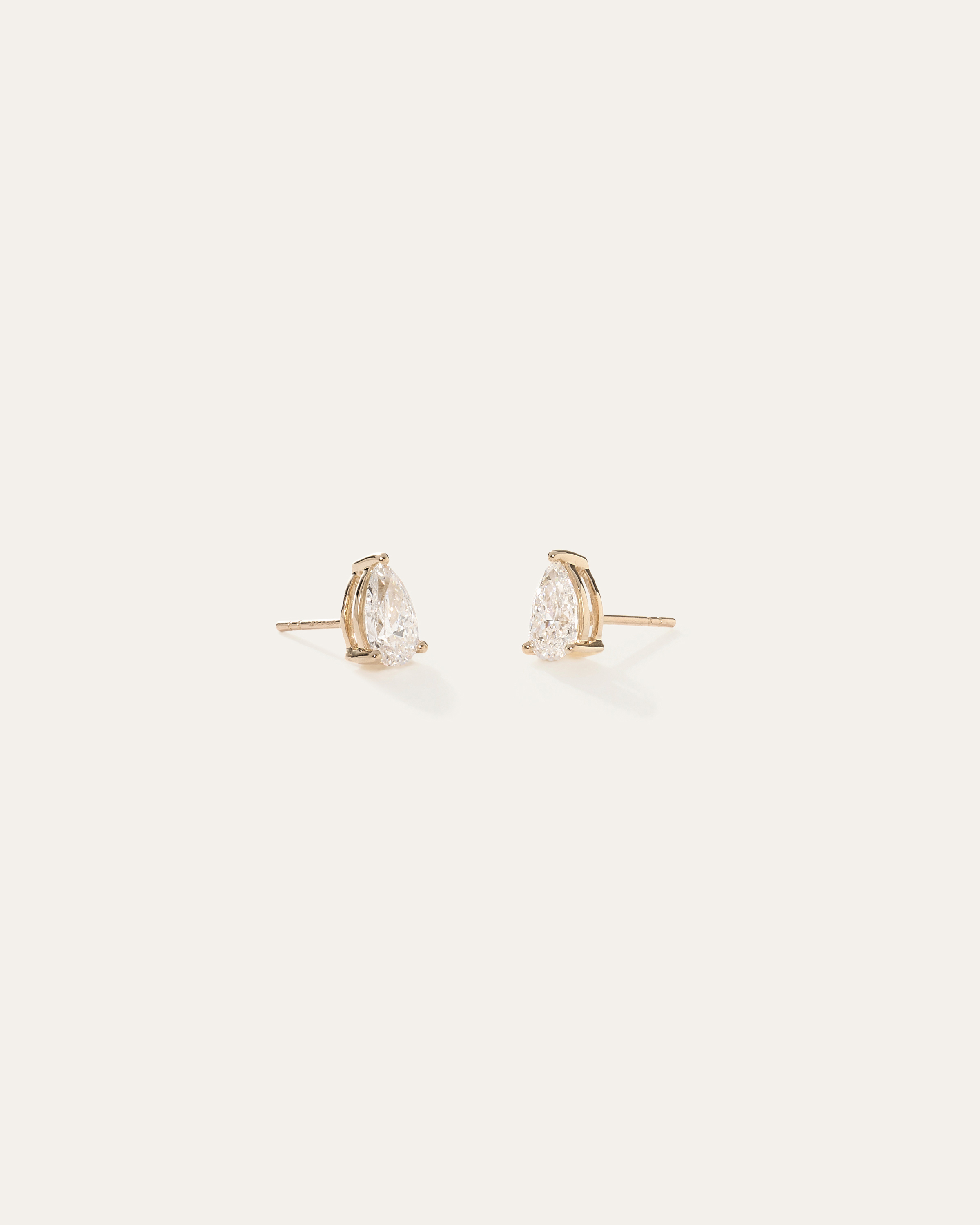 14k Gold Lab Grown Diamond Pear Solitaire Studs - 2ctw