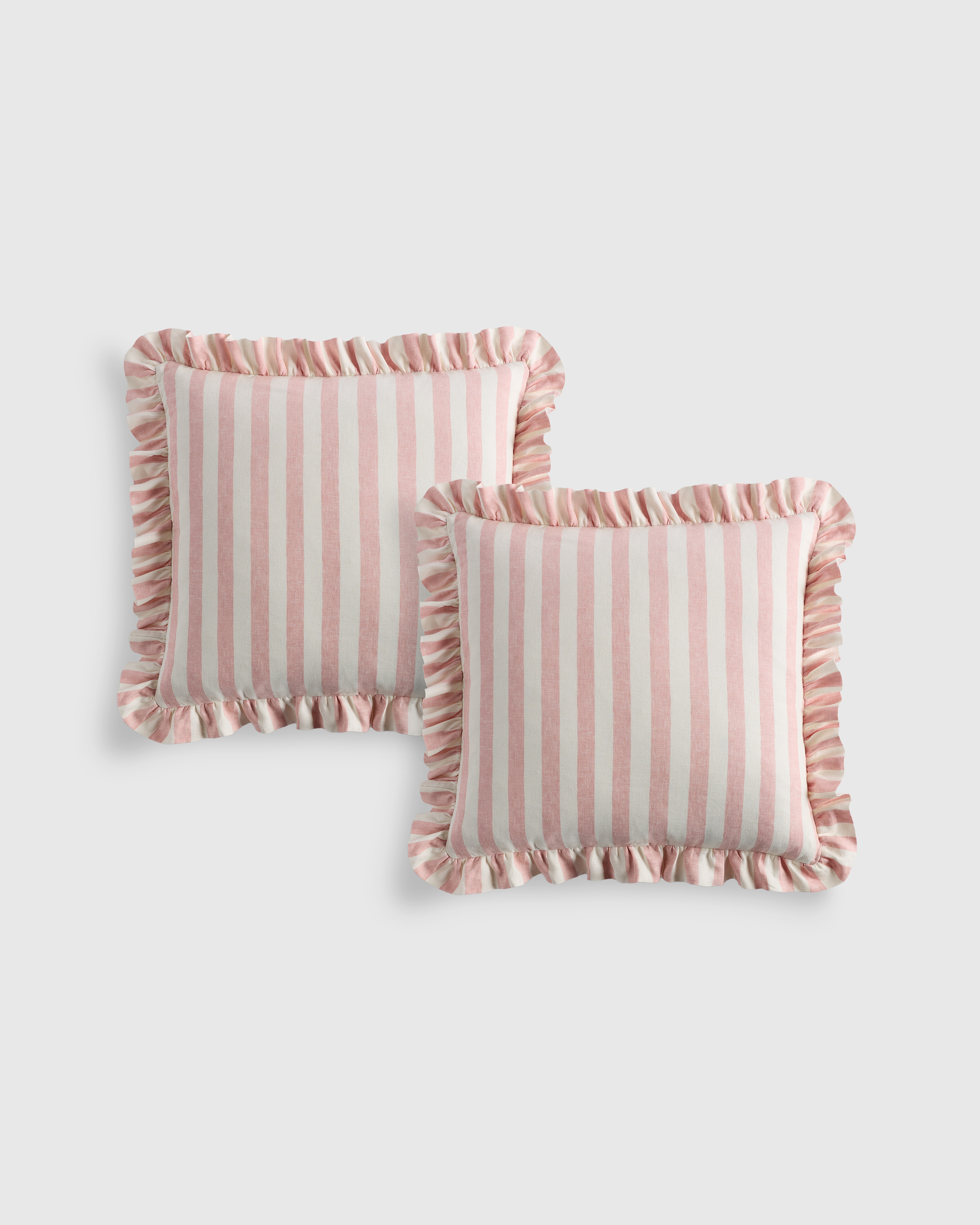 Stripe Ruffle Linen Pillow Cover (Set of 2)