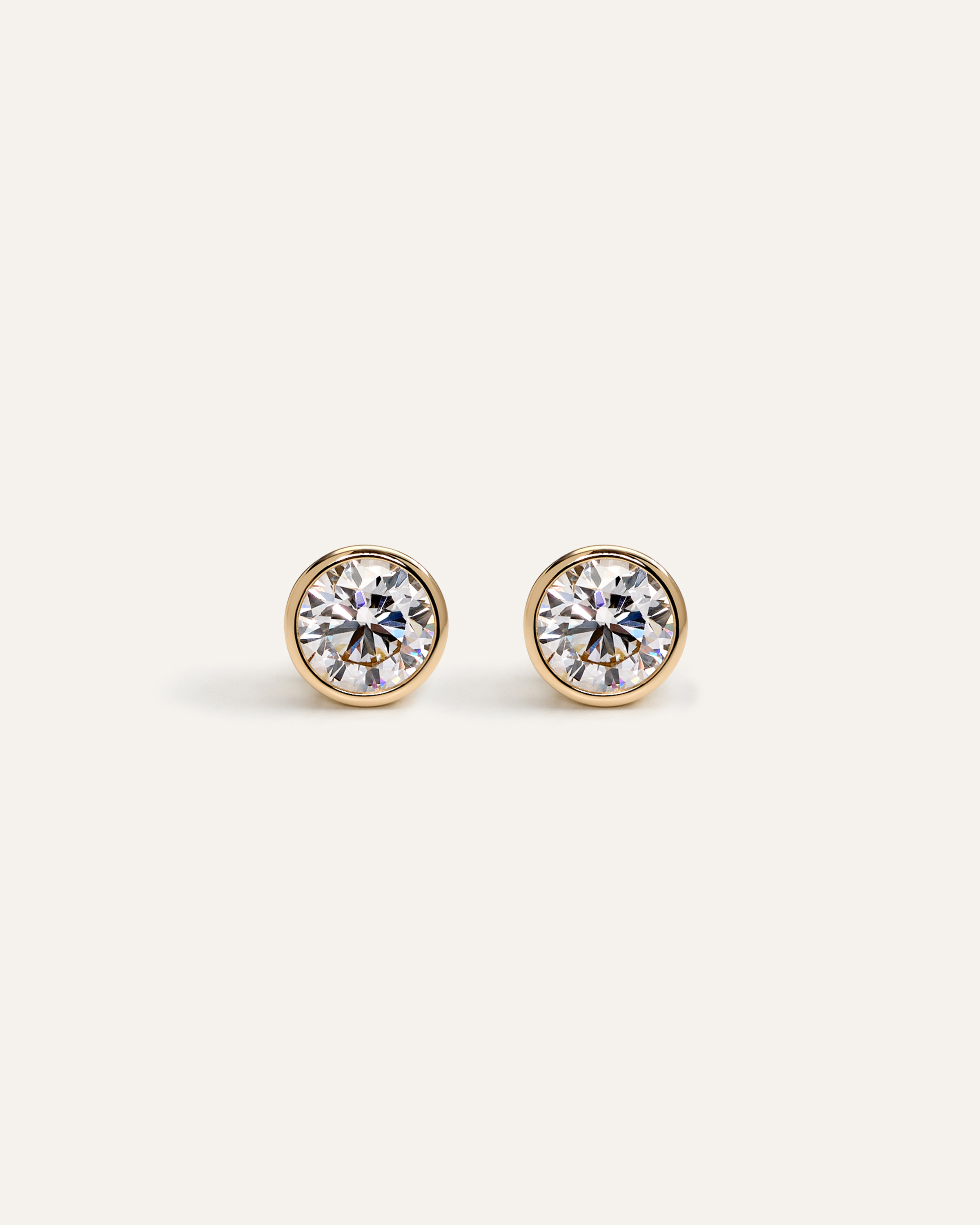 14K Gold Lab Grown Diamond Bezel Studs  - 2ctw