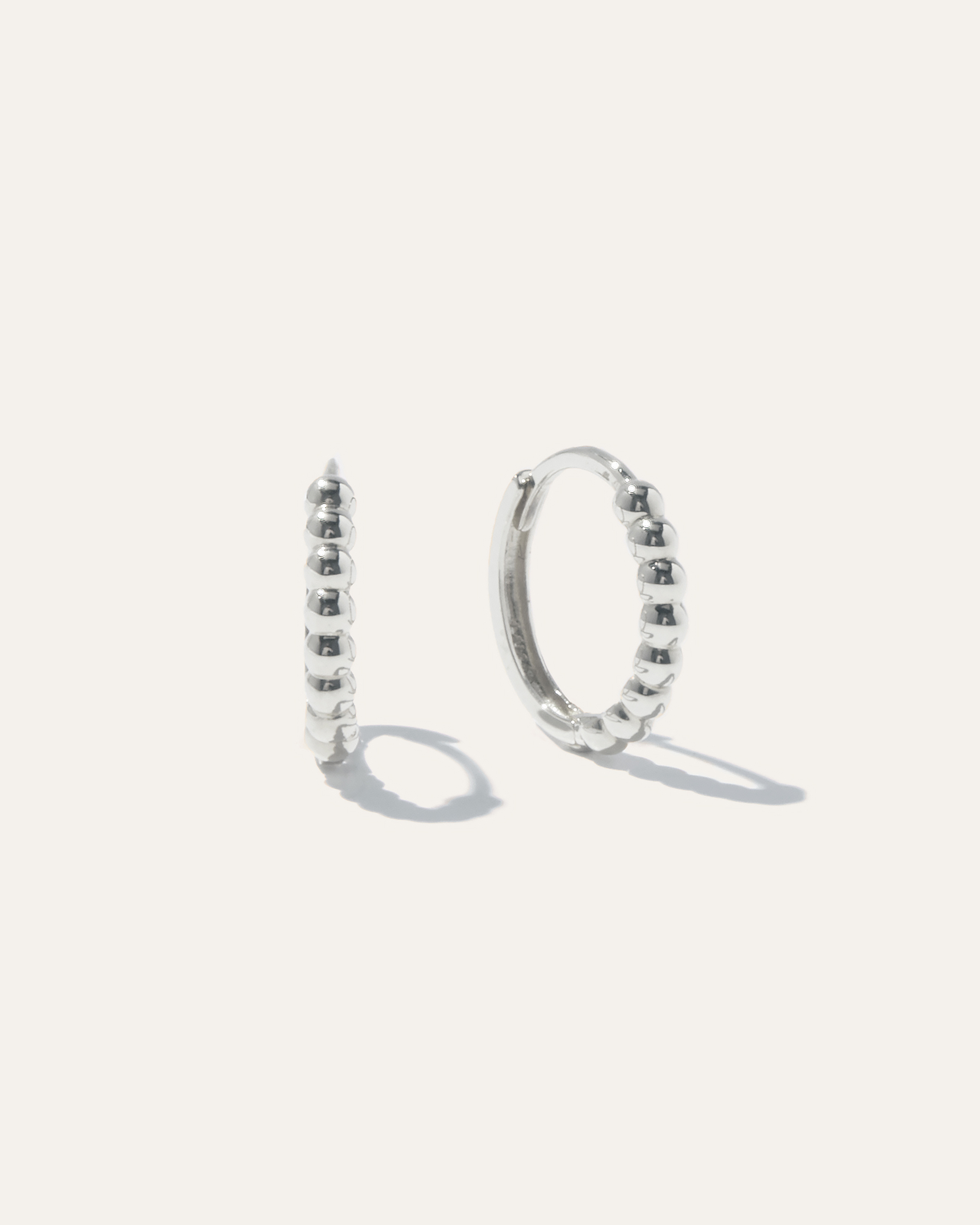 14K Gold Beaded Hoops