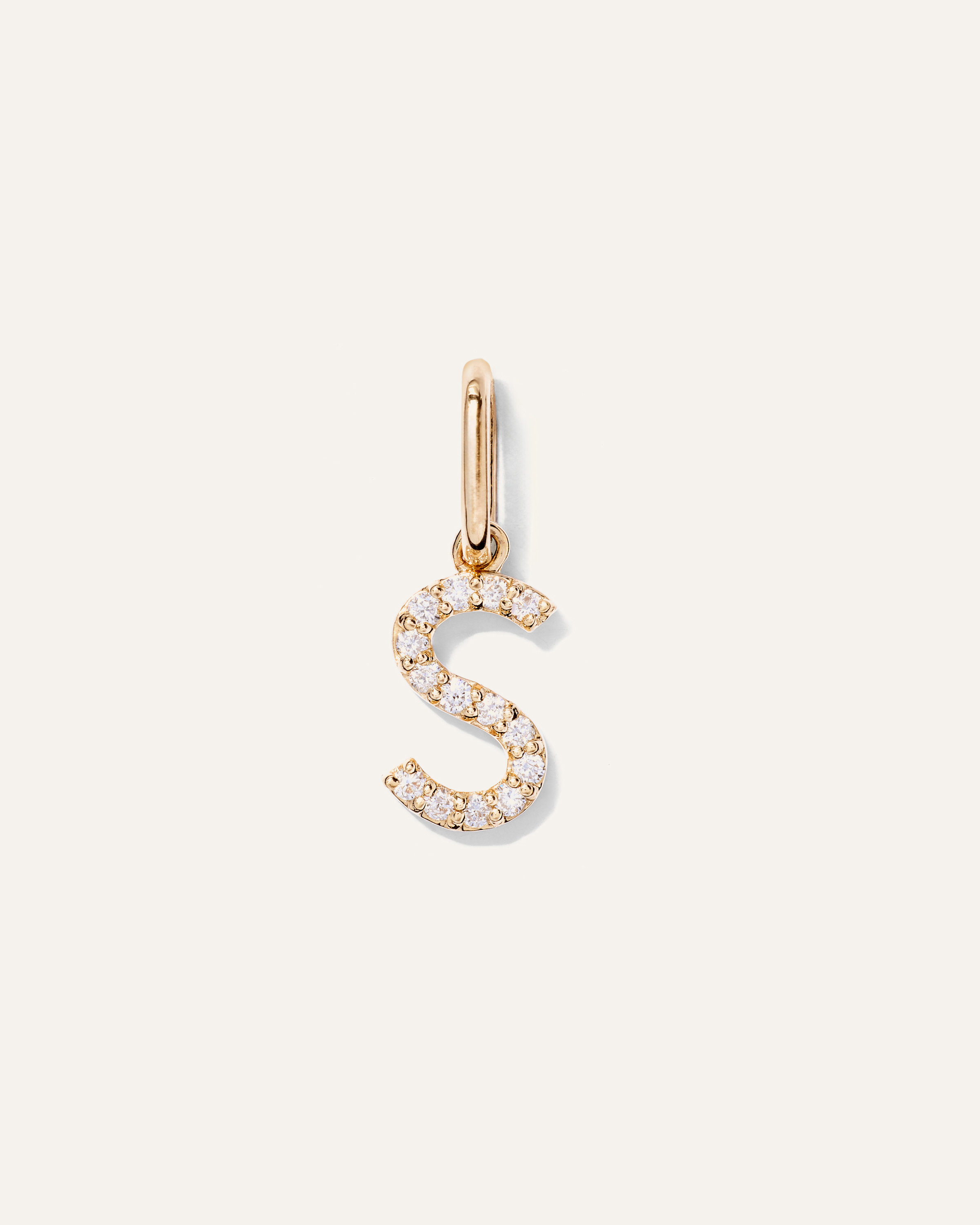 14K Gold Diamond Letter Charm