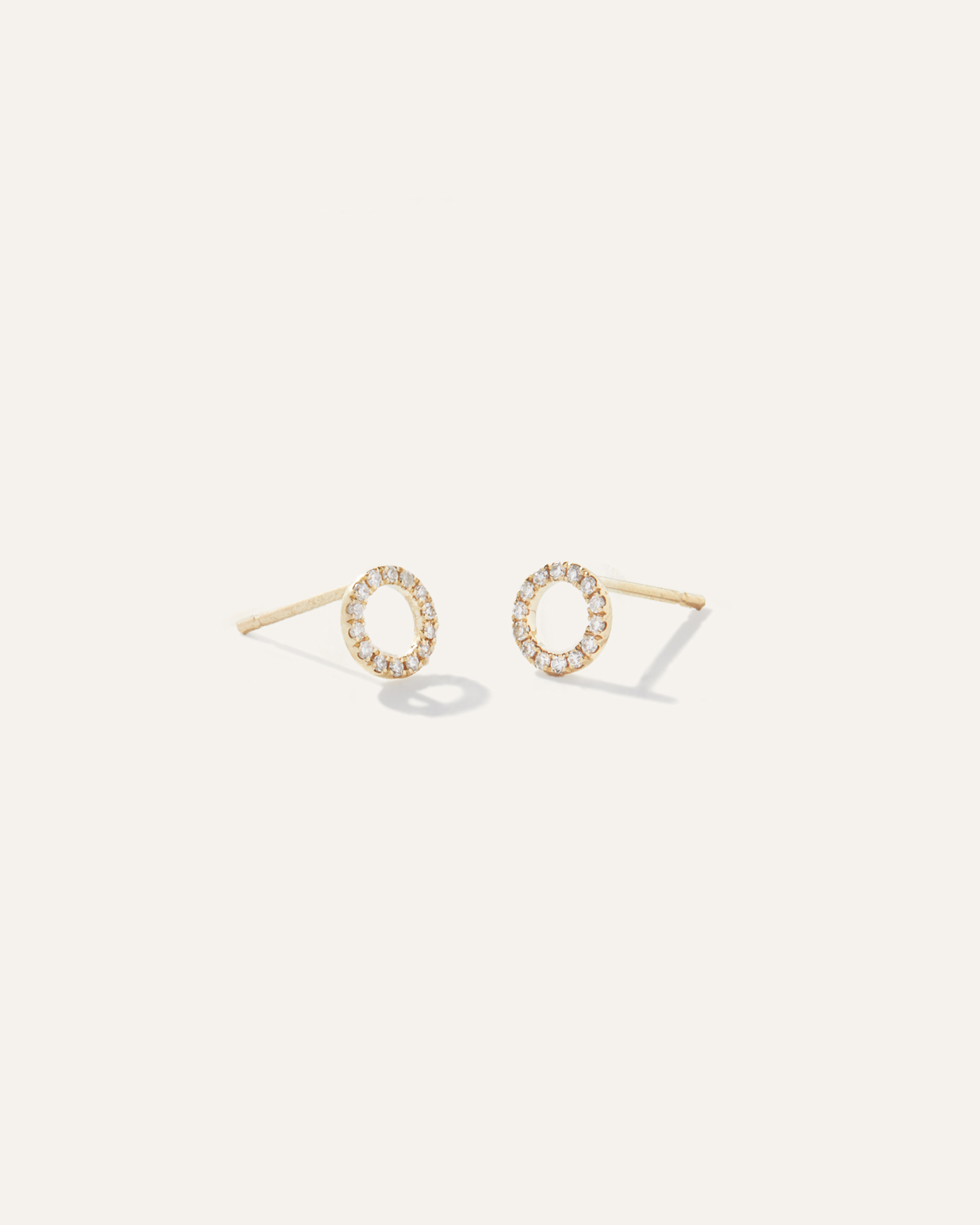 14K Diamond Pave Circle Studs