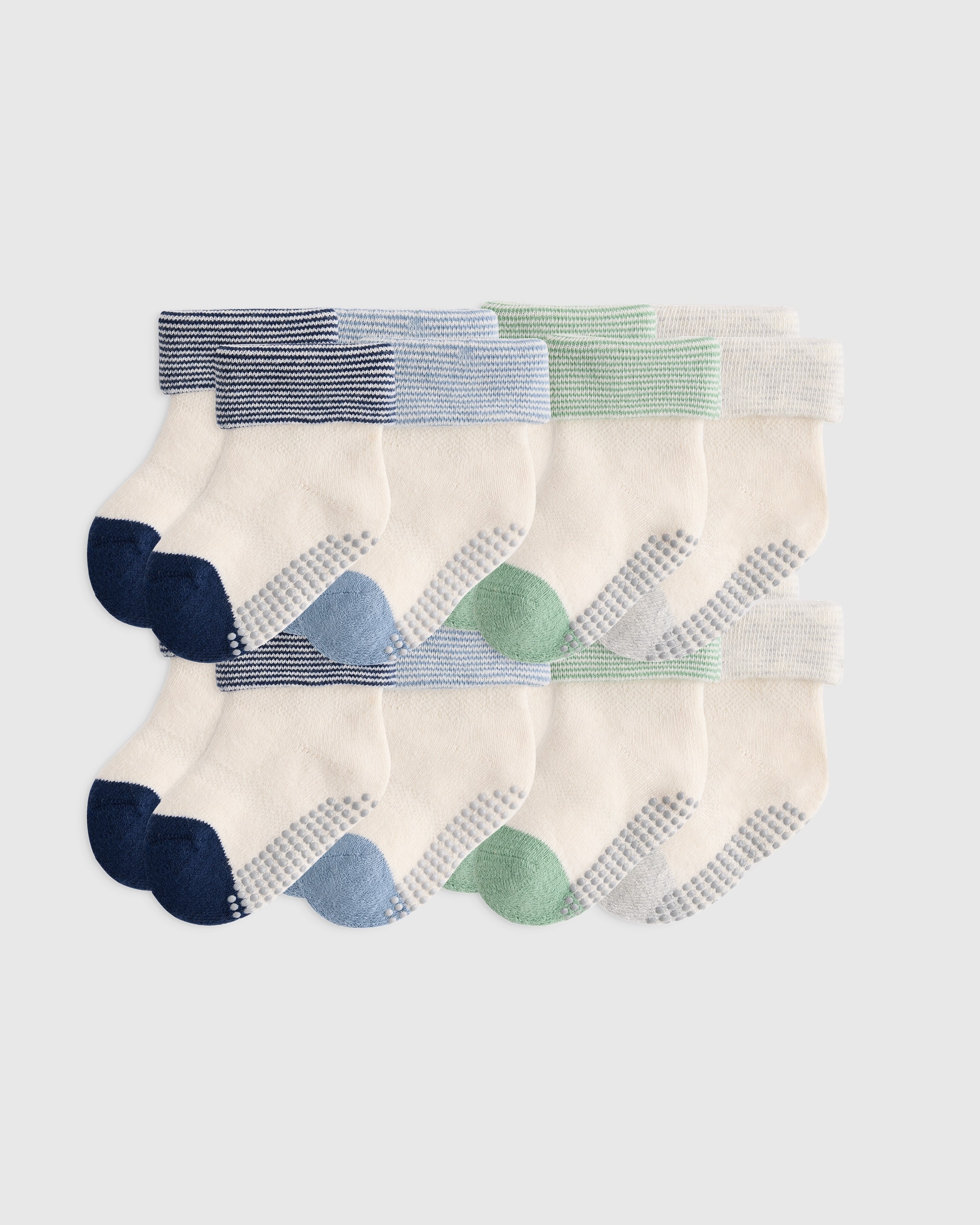 Organic Cotton Gripper Fold Over Socks 8-Pack