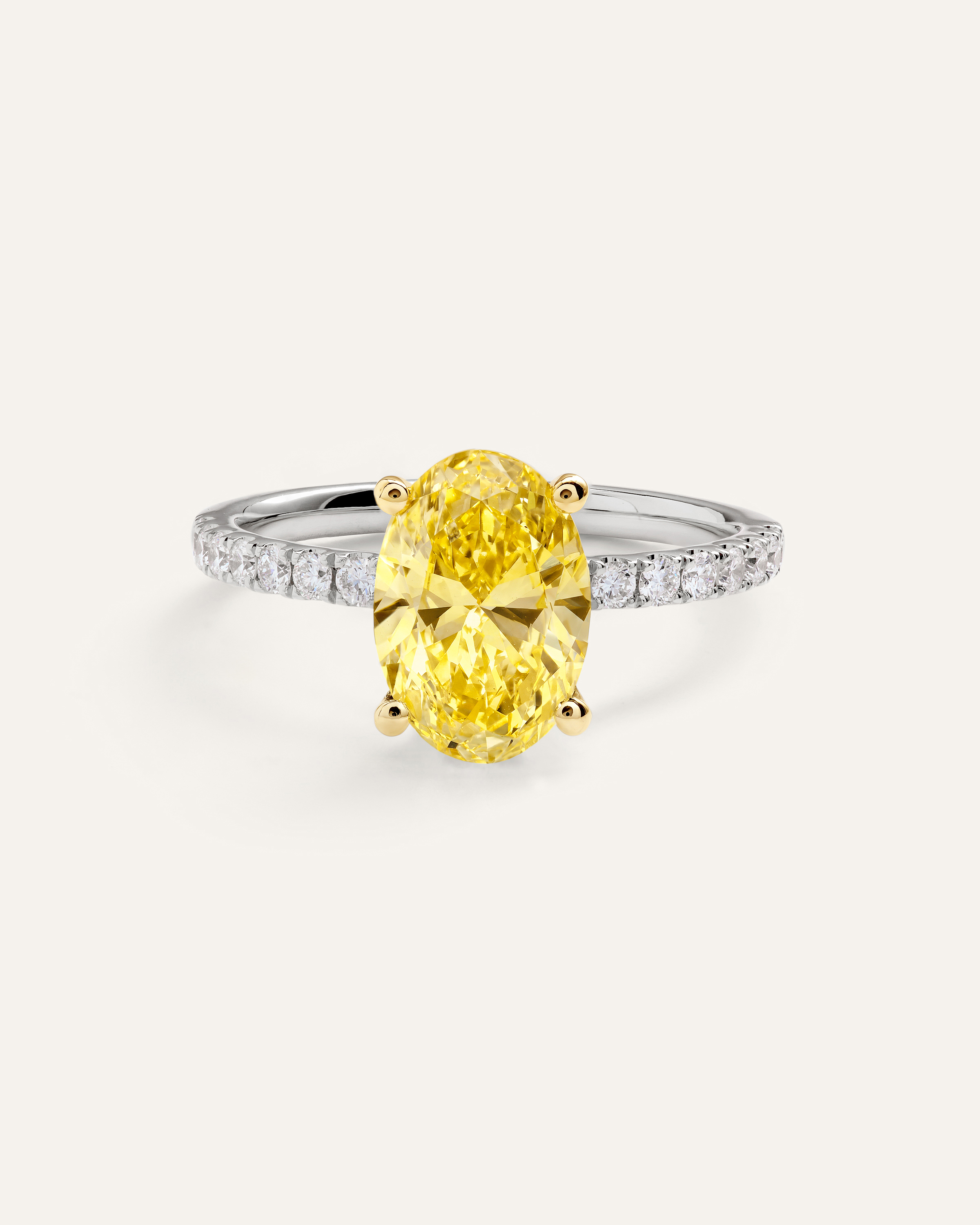 14K Gold Yellow Lab Grown Diamond Oval Pave Engagement Ring - 2ct