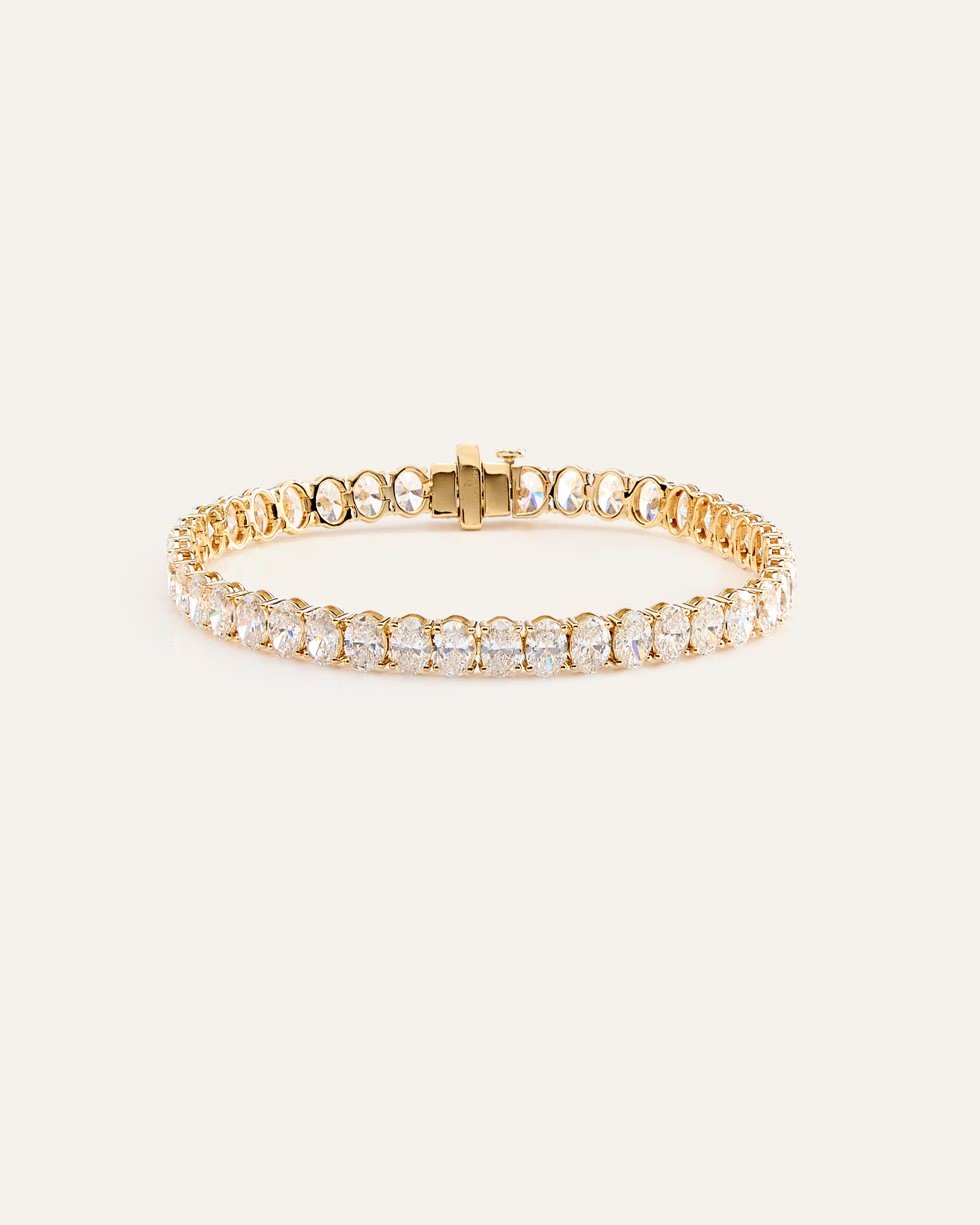 14K Gold Lab Grown Diamond North-South Oval Tennis Bracelet - 15ctw