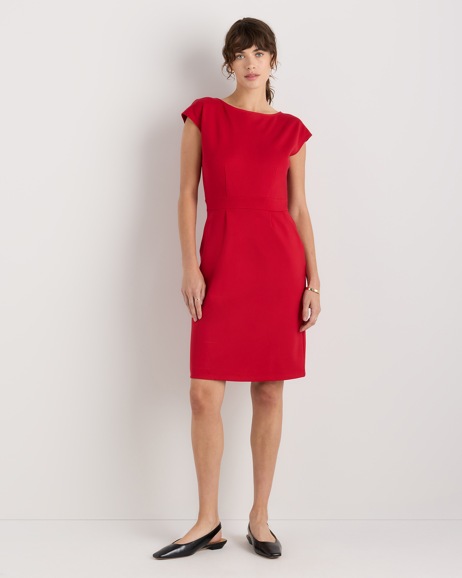 Ultra-Stretch Ponte Cap Sleeve Dress