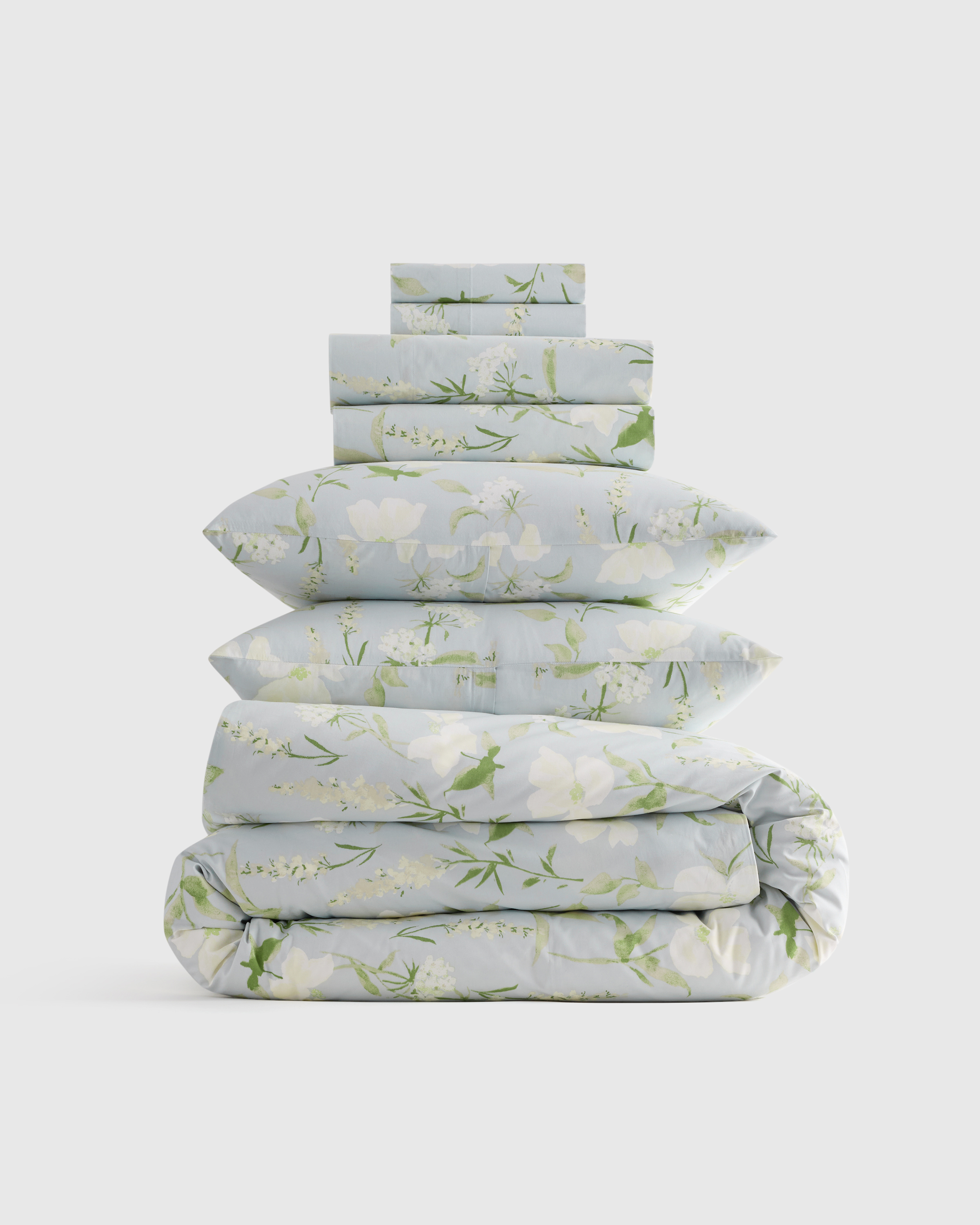 Organic Crisp Percale Floral Deluxe Bedding Bundle