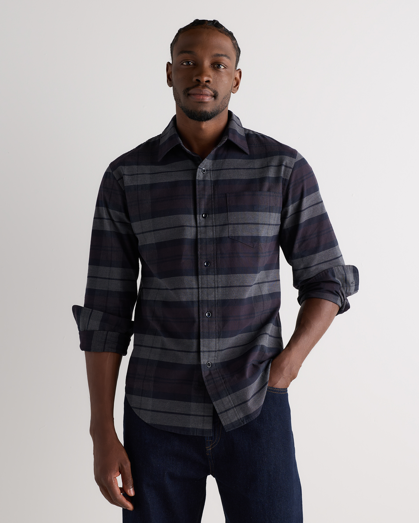 Organic Cotton Stretch Textured Twill Shirt