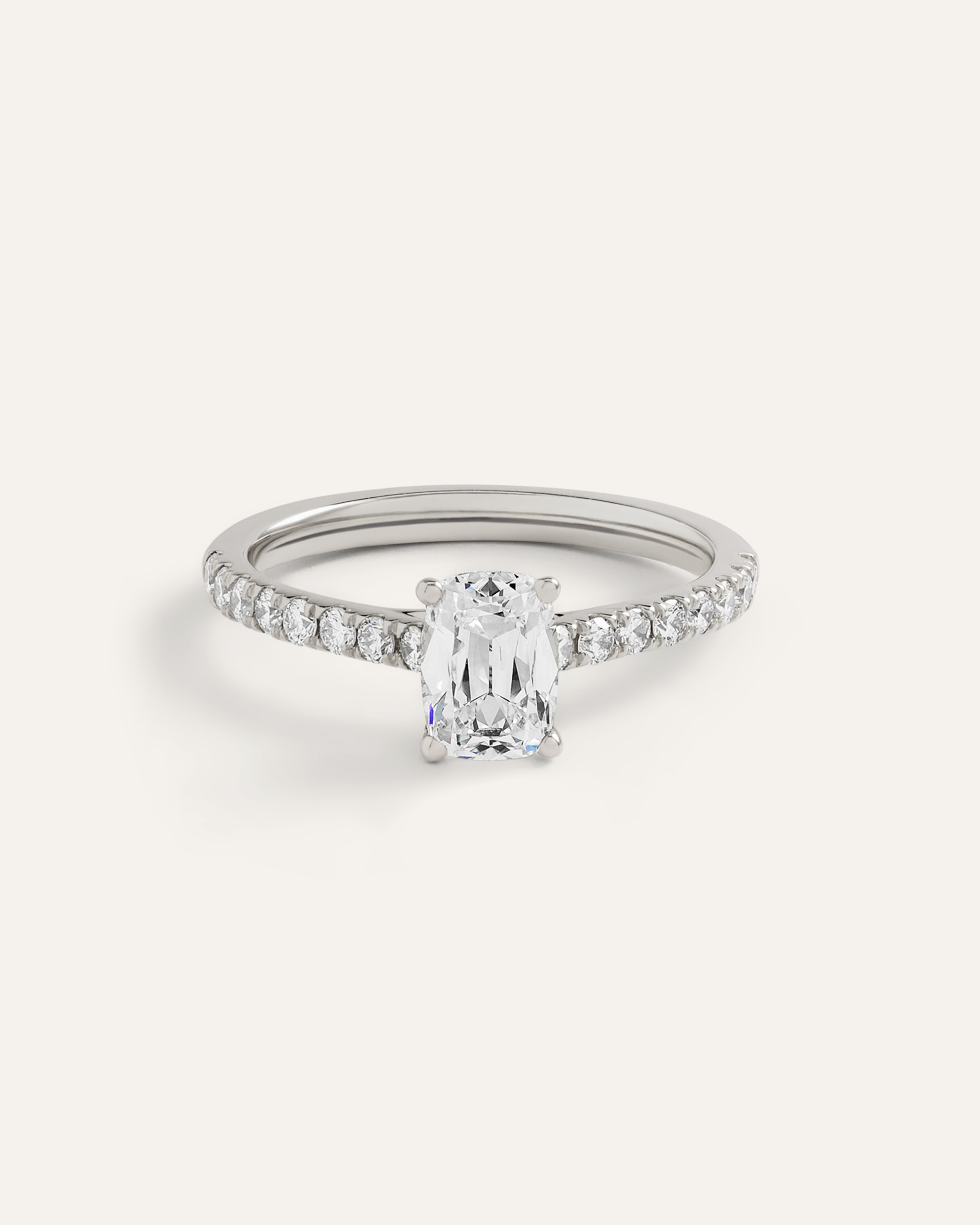 Lab Grown Diamond Antique Cushion Pave Trellis Cathedral Engagement Ring - 1ct