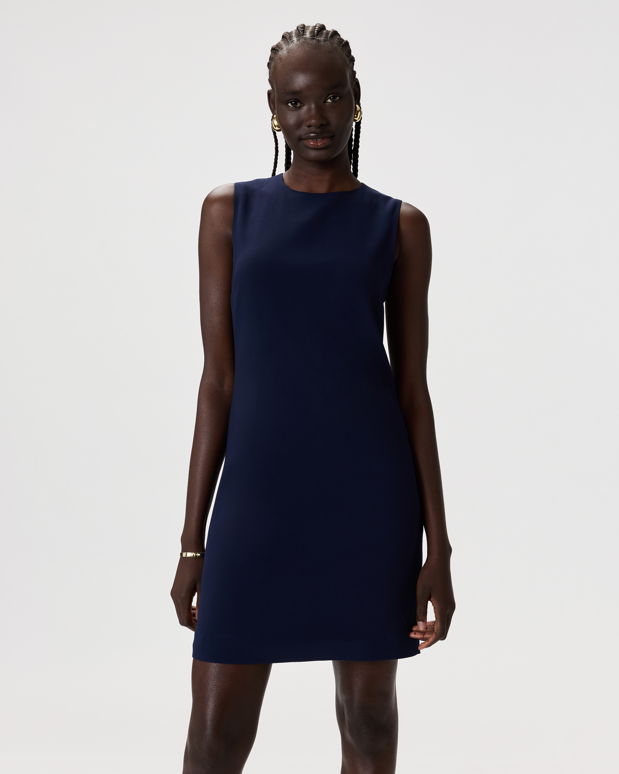 Fluid Crepe Sleeveless Shift Dress
