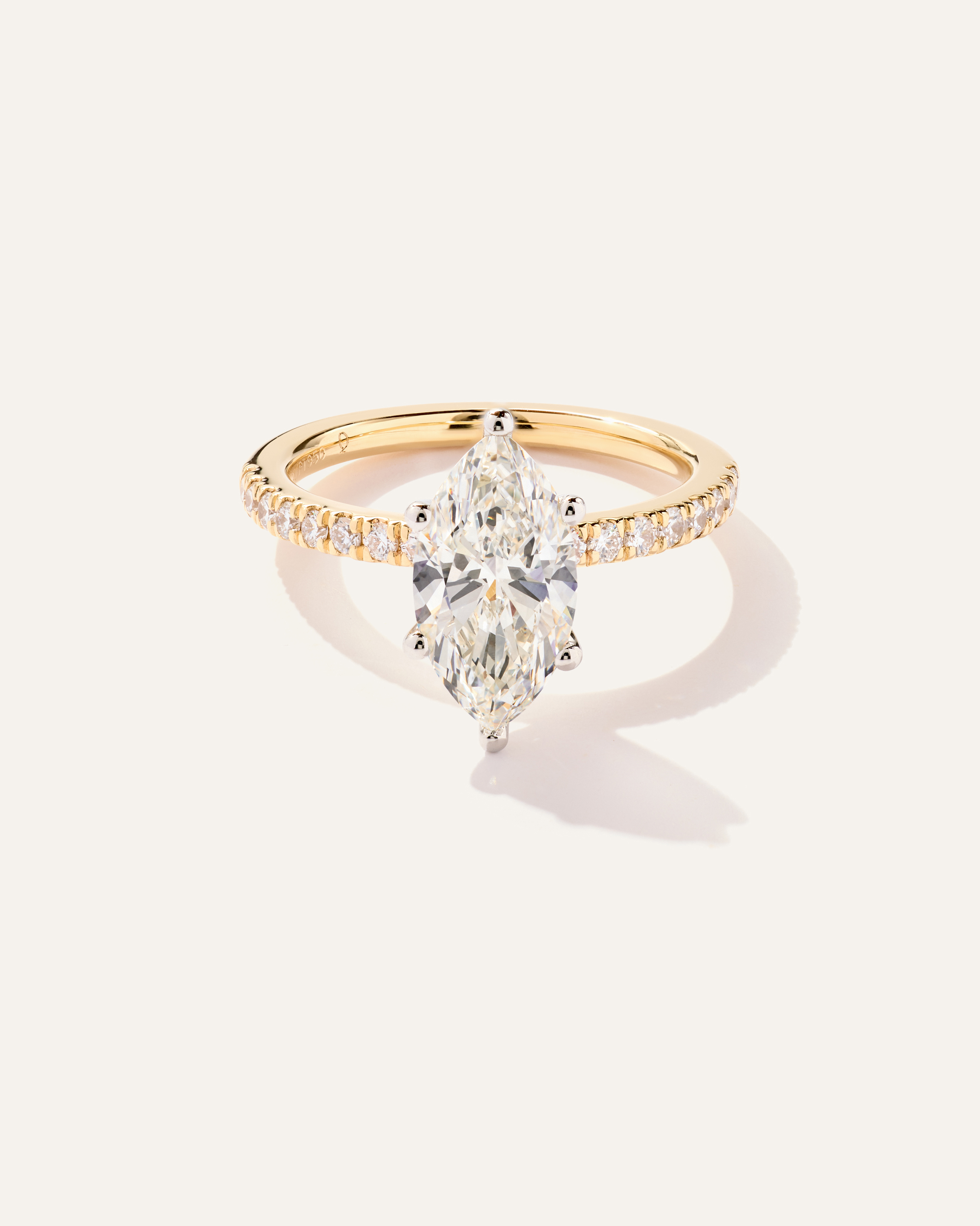 Lab Grown Diamond Marquise Petite Pave Engagement Ring - 2ct