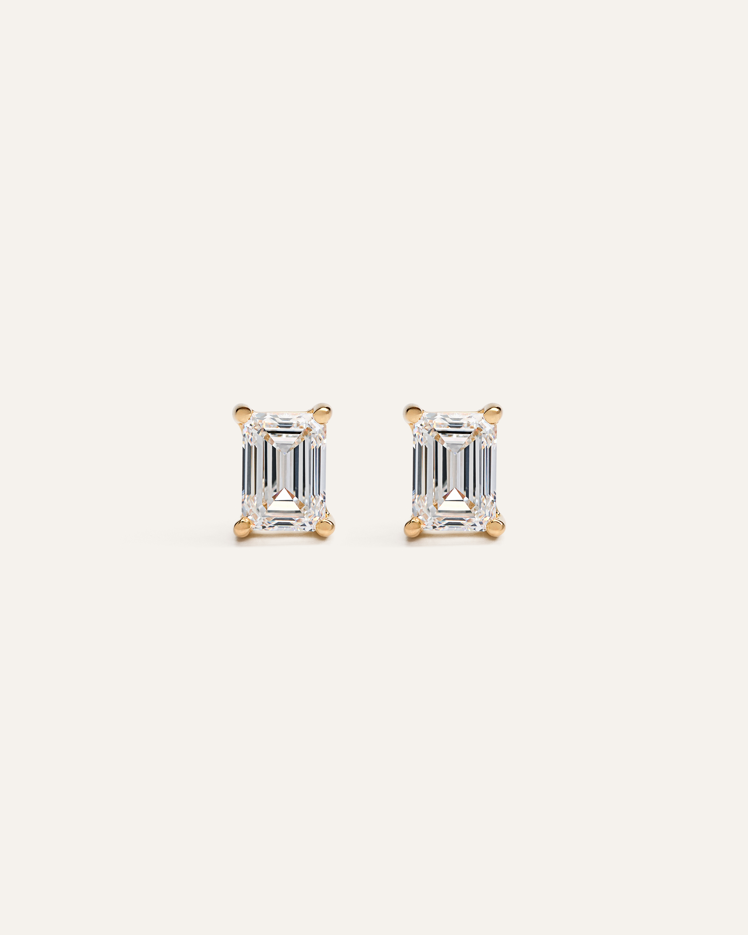14k Gold Lab Grown Diamond Emerald Solitaire Studs - 2ctw