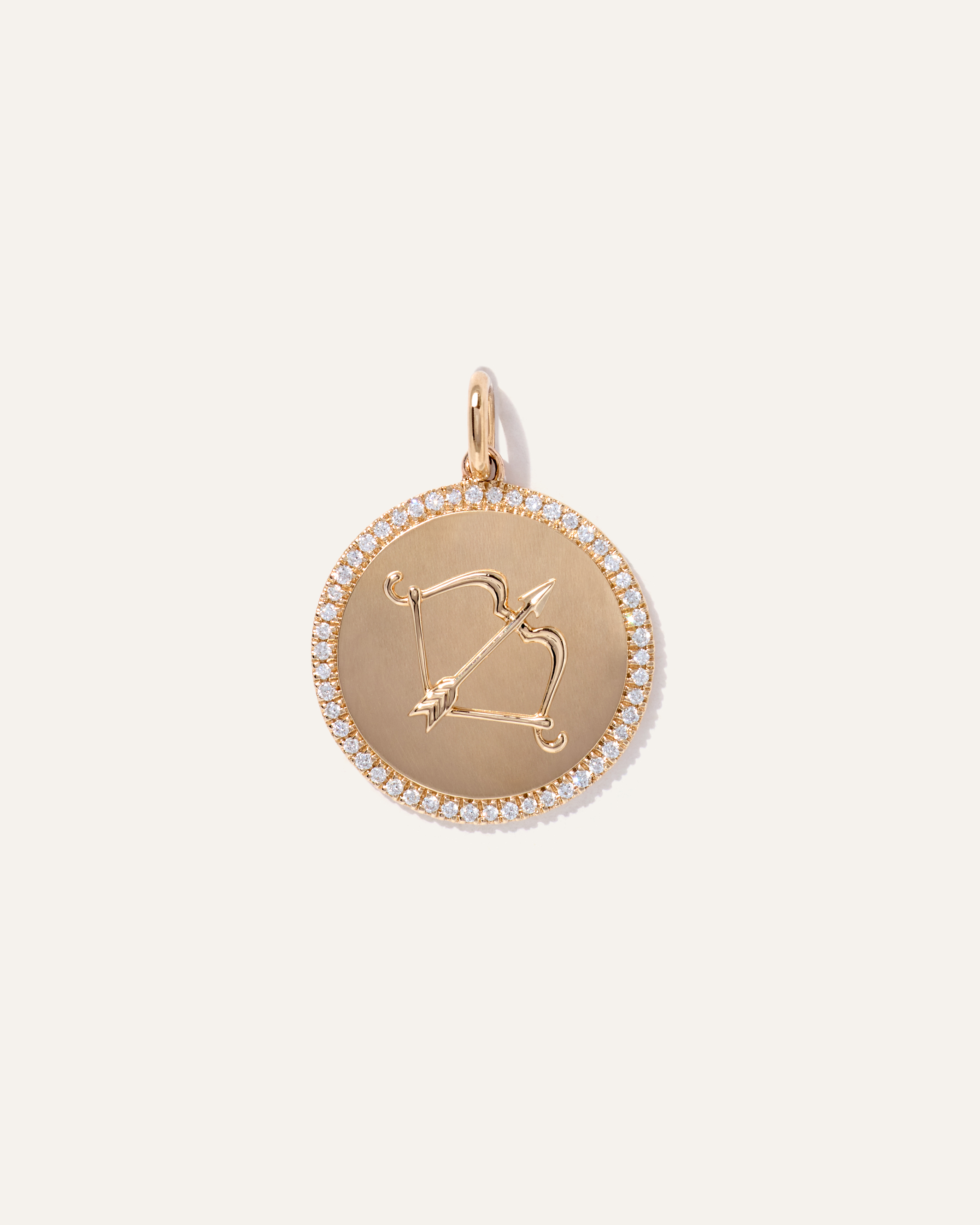 14K Gold Pave Zodiac Medallion Charm