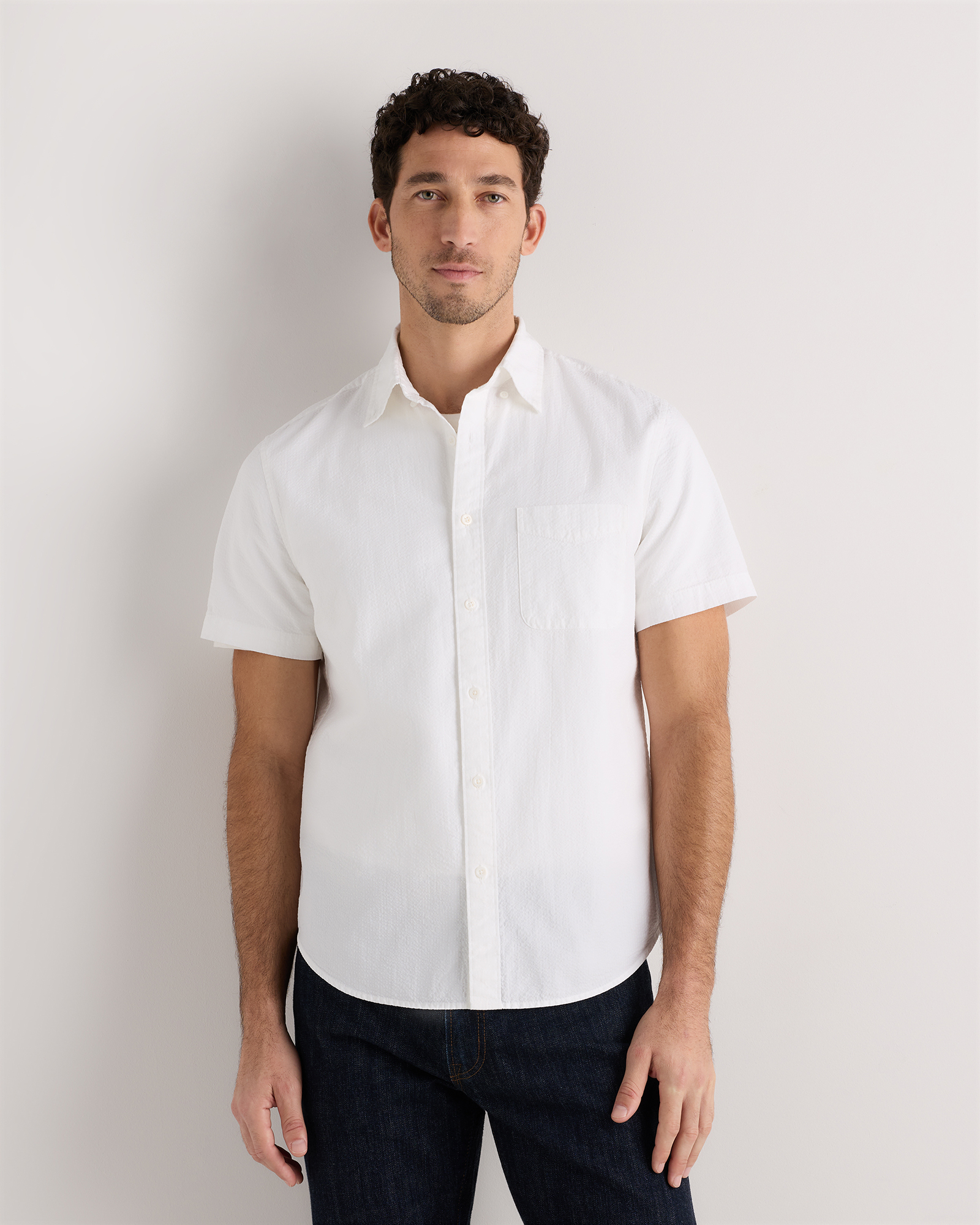 100% Organic Cotton Seersucker Short Sleeve Shirt