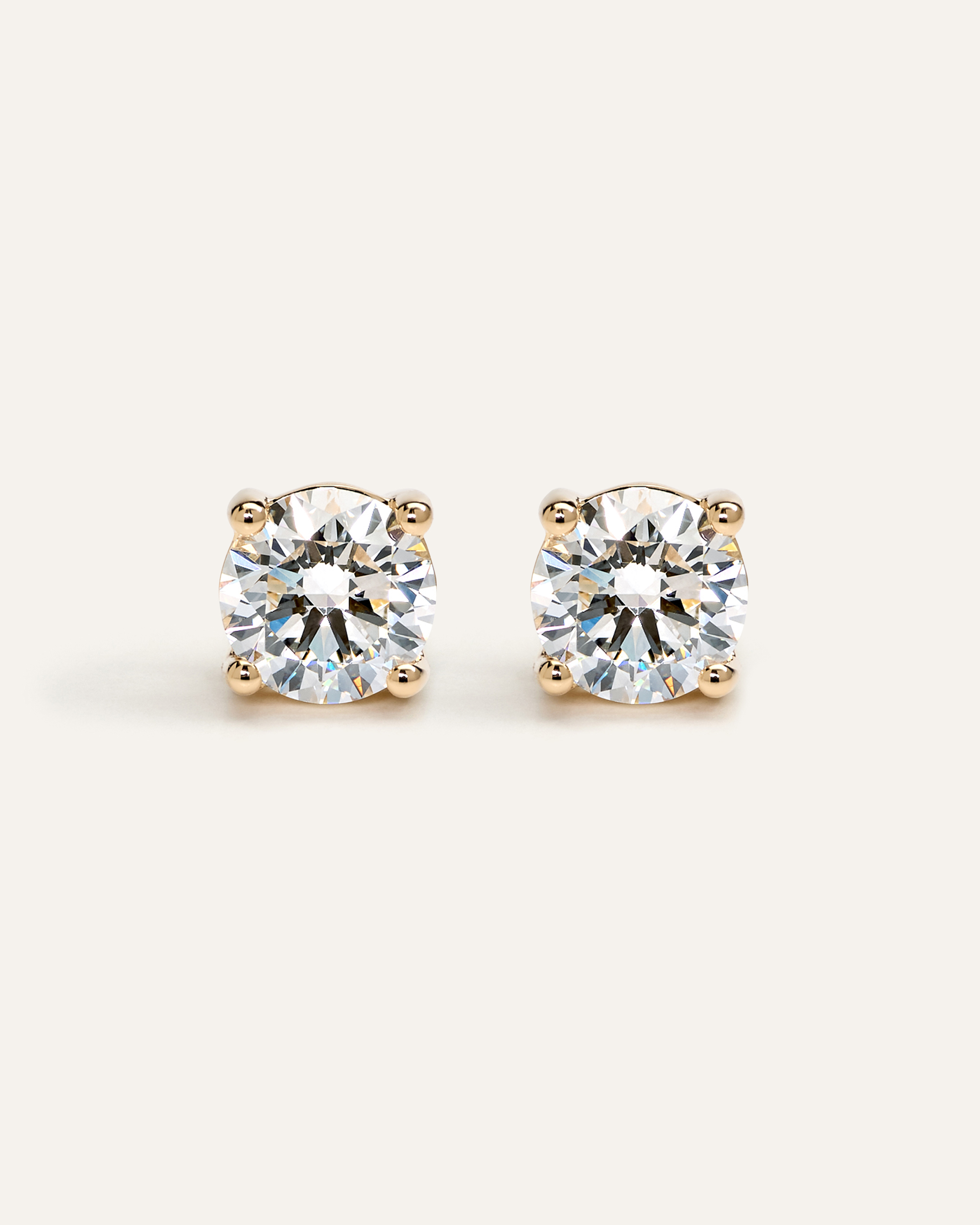 14K Gold Lab Grown Diamond Four-Prong Solitaire Studs - 5ctw