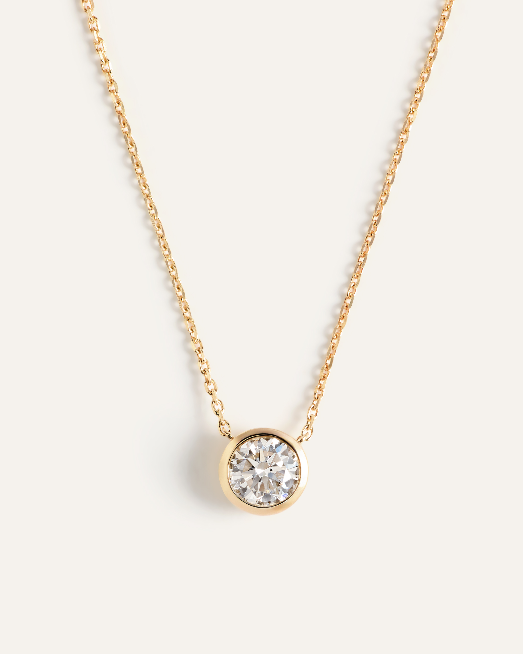 14K Gold Lab Grown Diamond Bezel Necklace