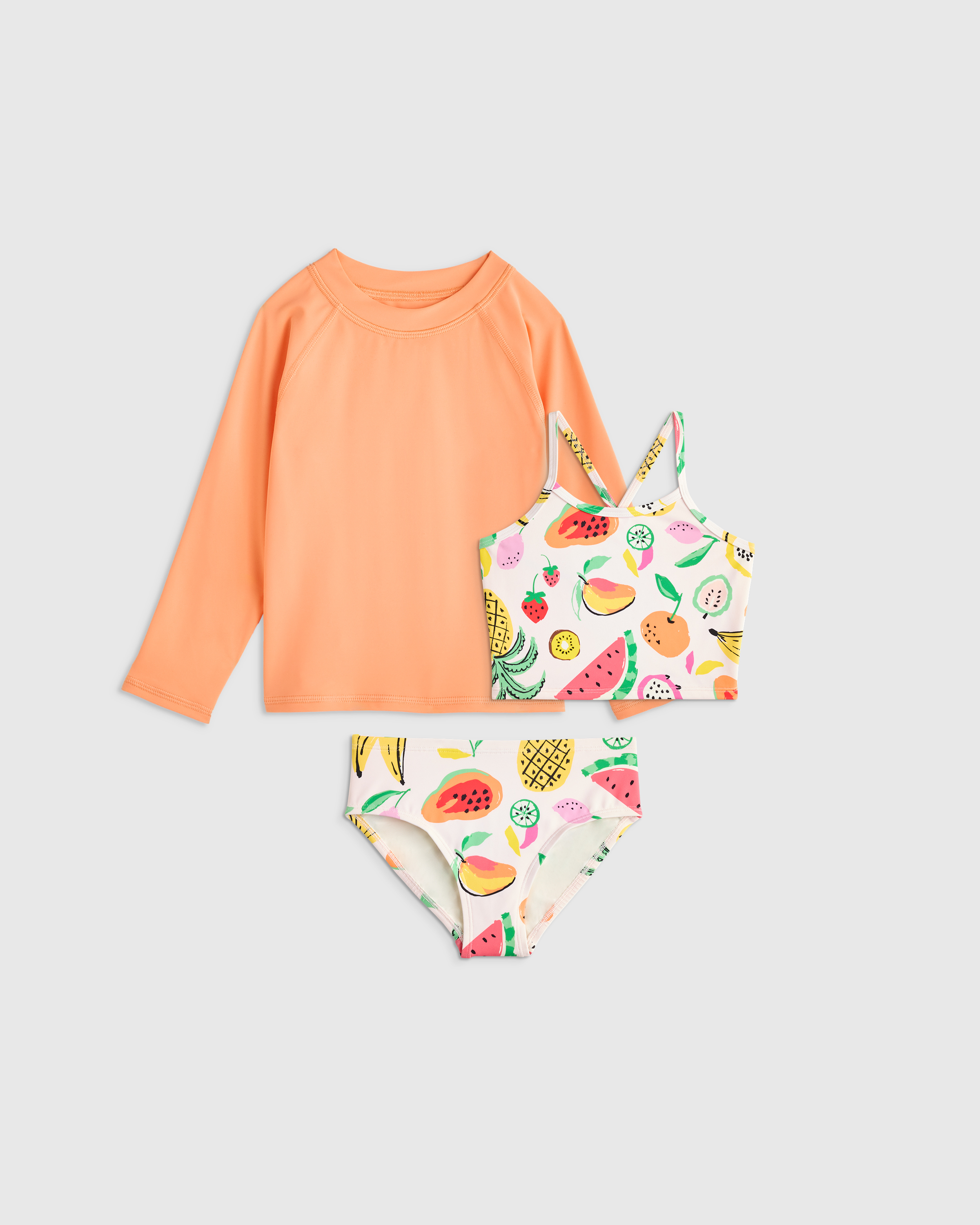 Tankini and Long Sleeve Raglan Rash Guard Set