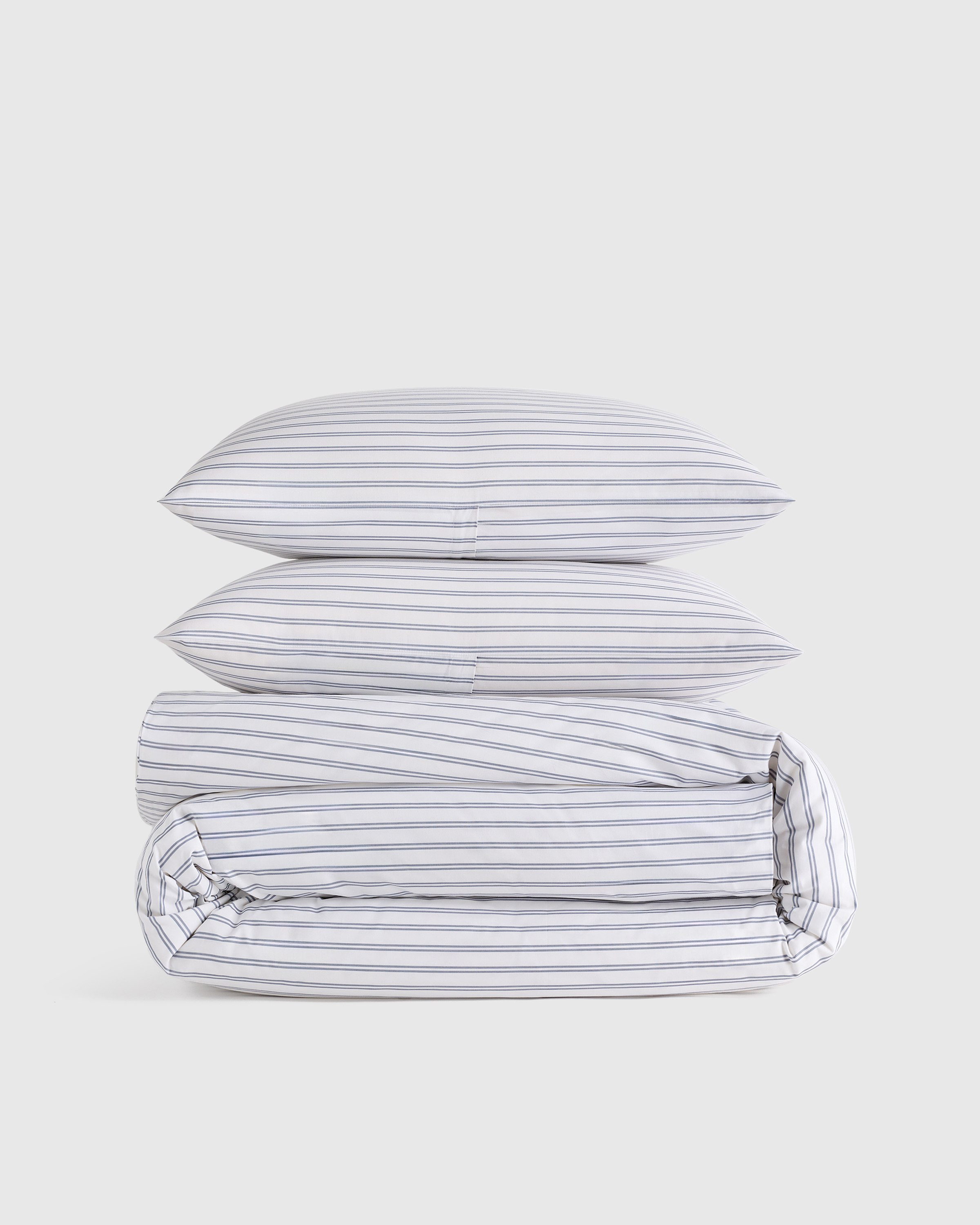 Organic Crisp Percale Double Stripe Duvet Cover Set