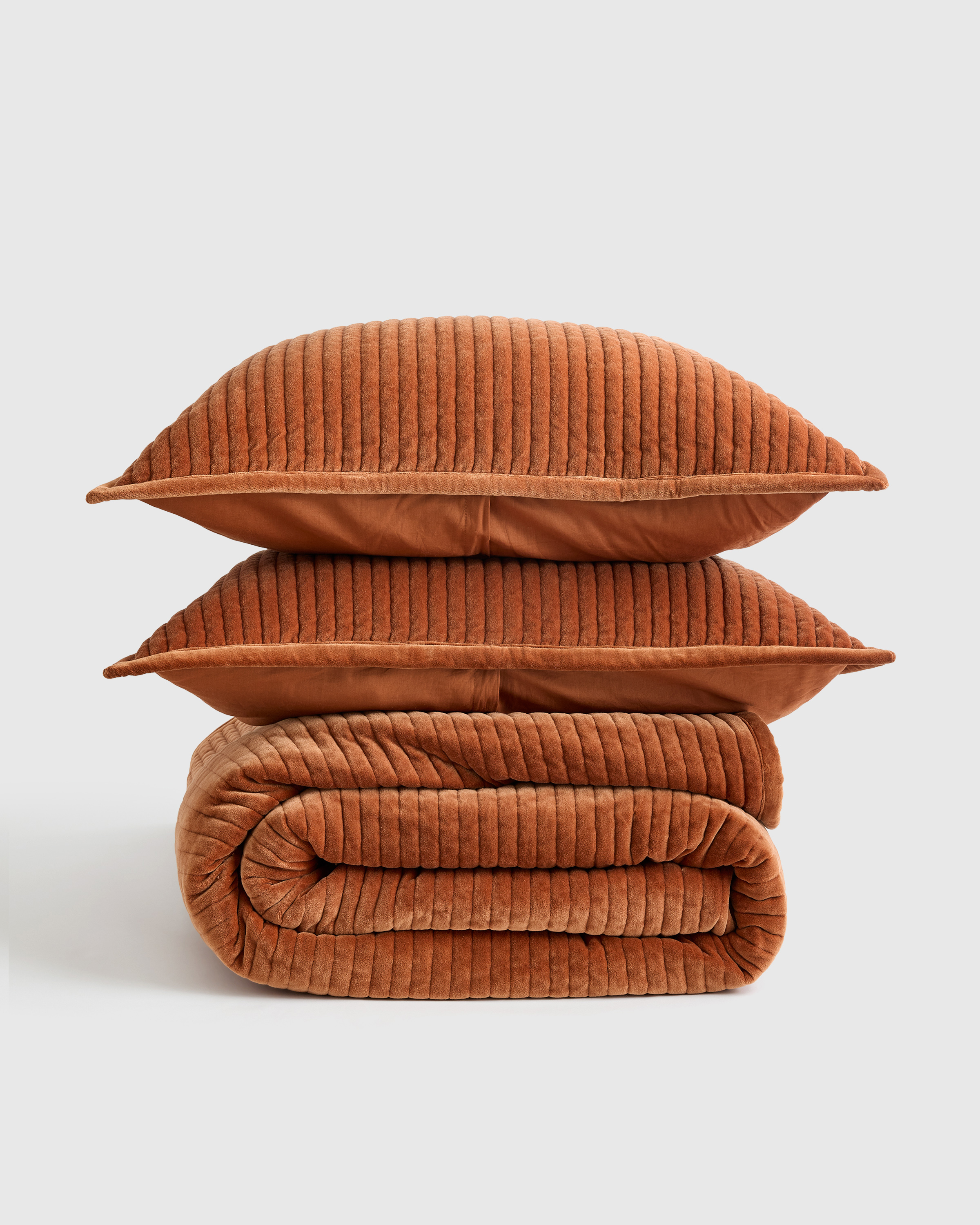Cotton Velvet Vertical Channel Quilt Set