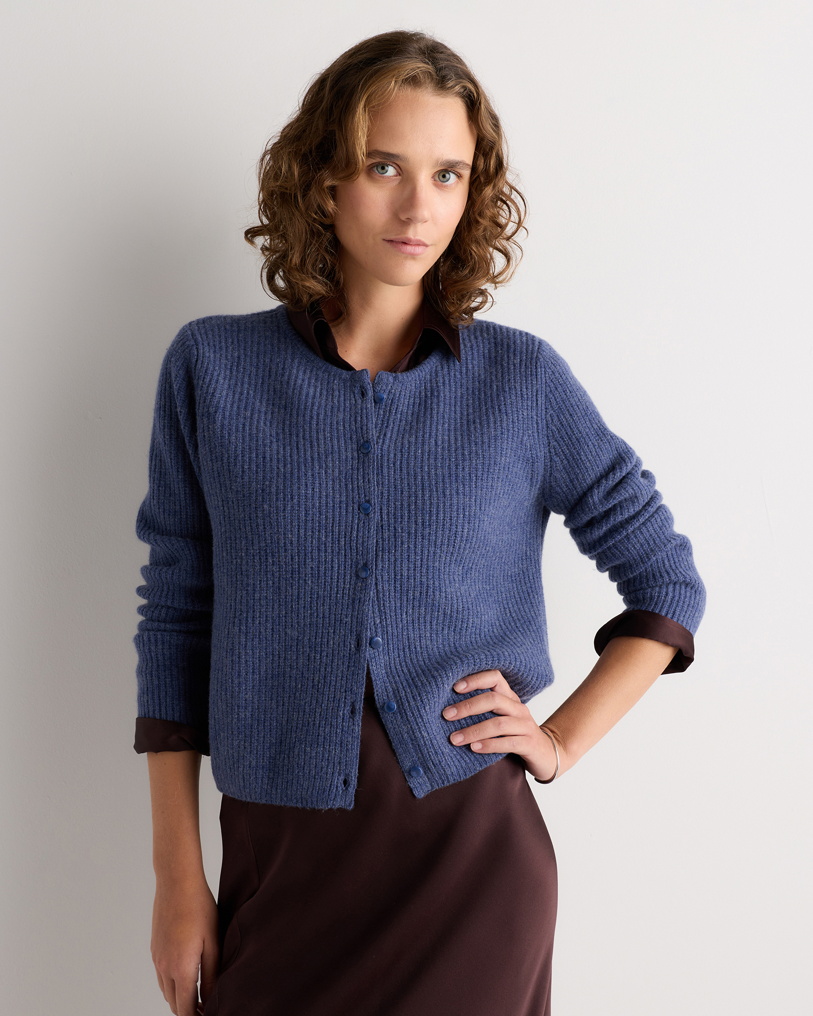 100% Yak Soft Rib Crew Cardigan