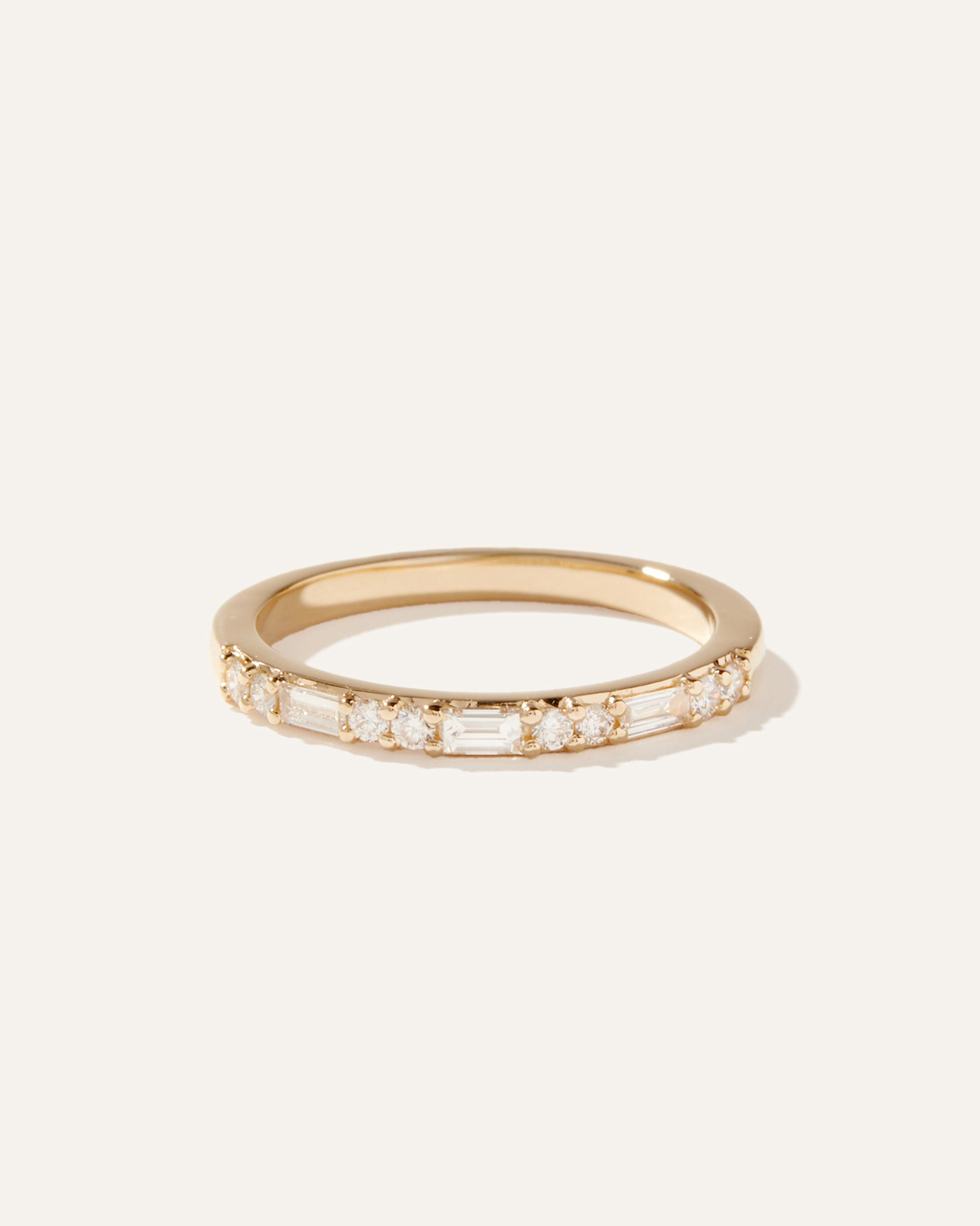 14K Gold Lab Grown Diamond Alternating Baguette & Round Band
