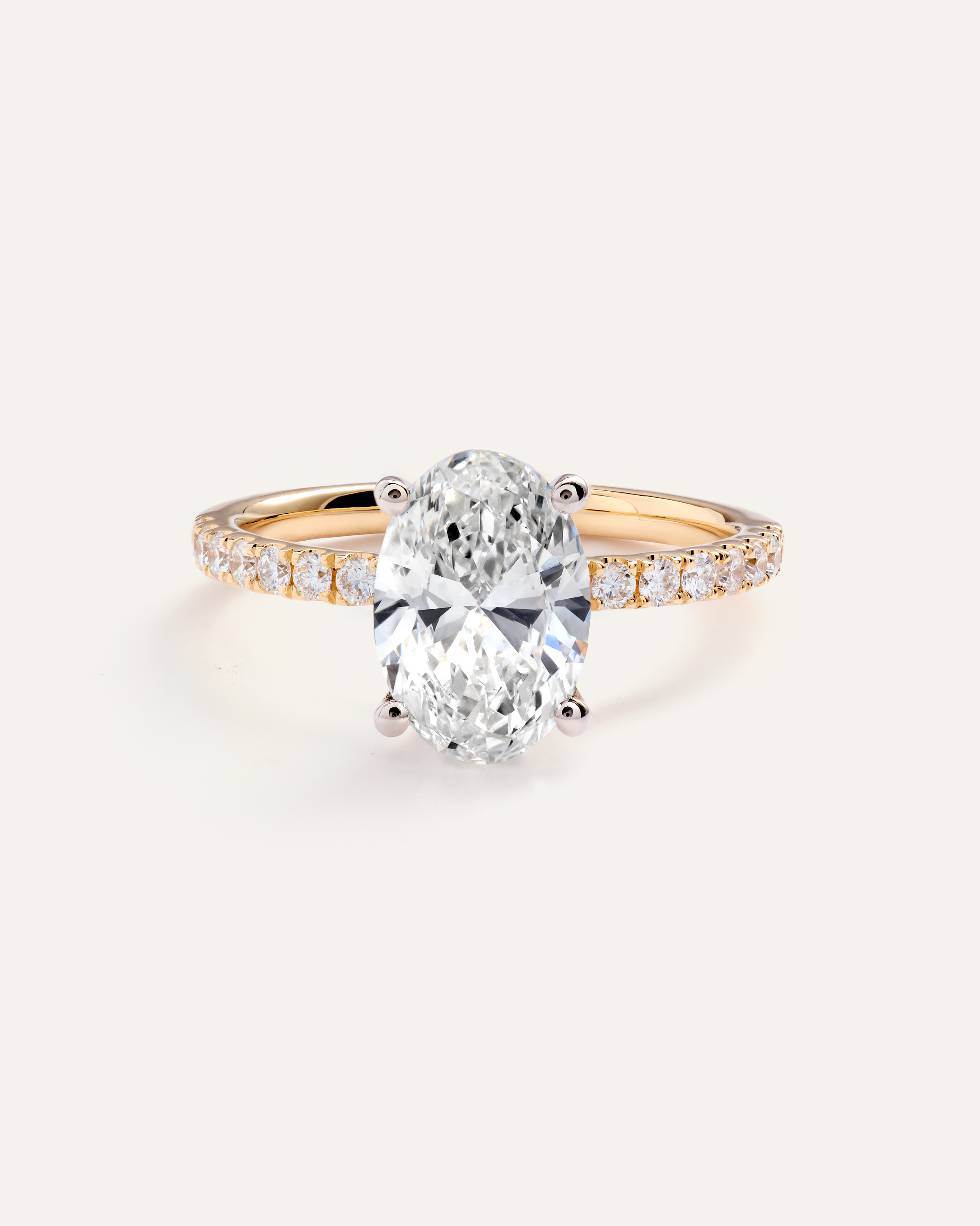Lab Grown Diamond Oval Petite Pave Engagement Ring - 2ct