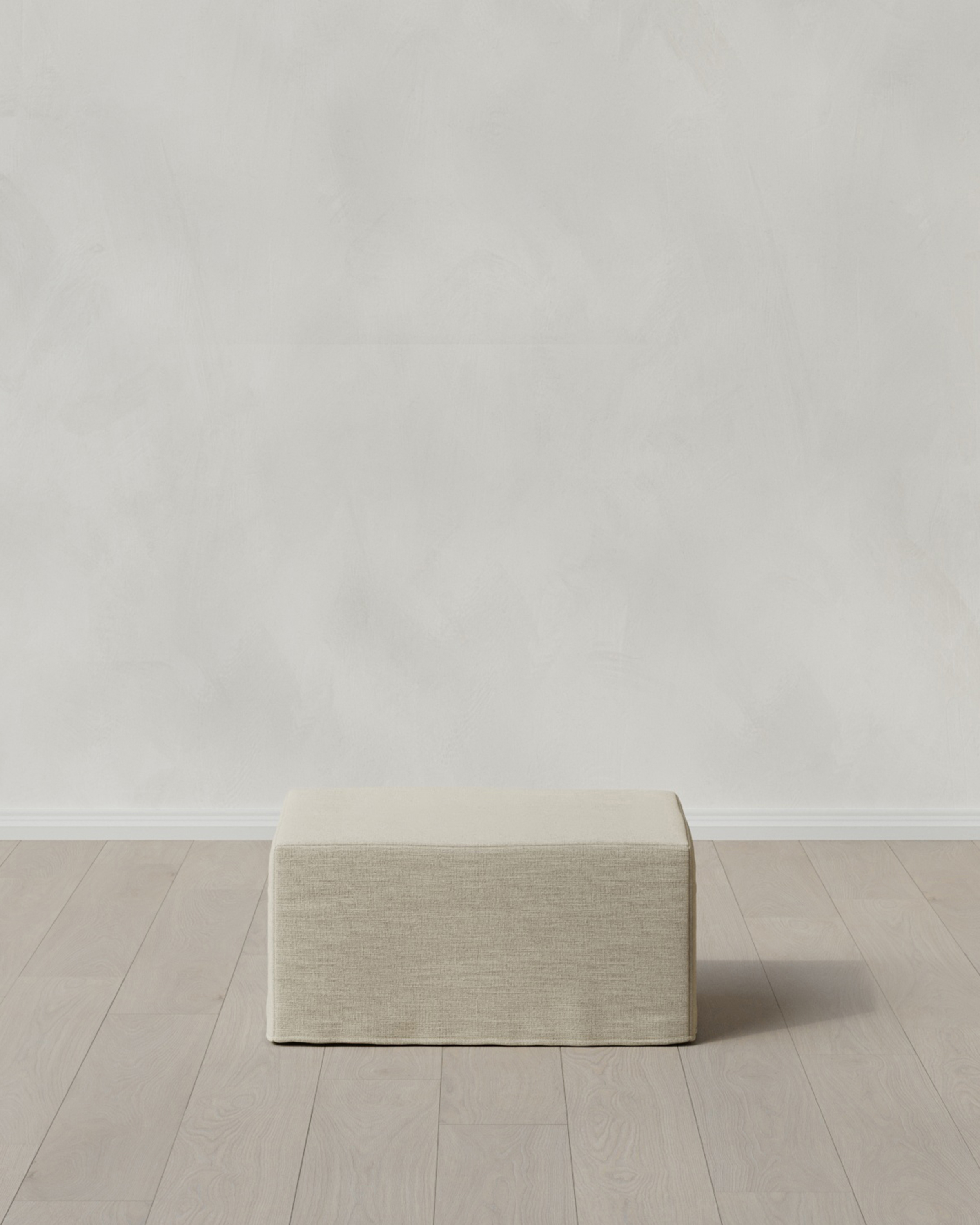 Ellery Slipcover Ottoman in Performance Linen