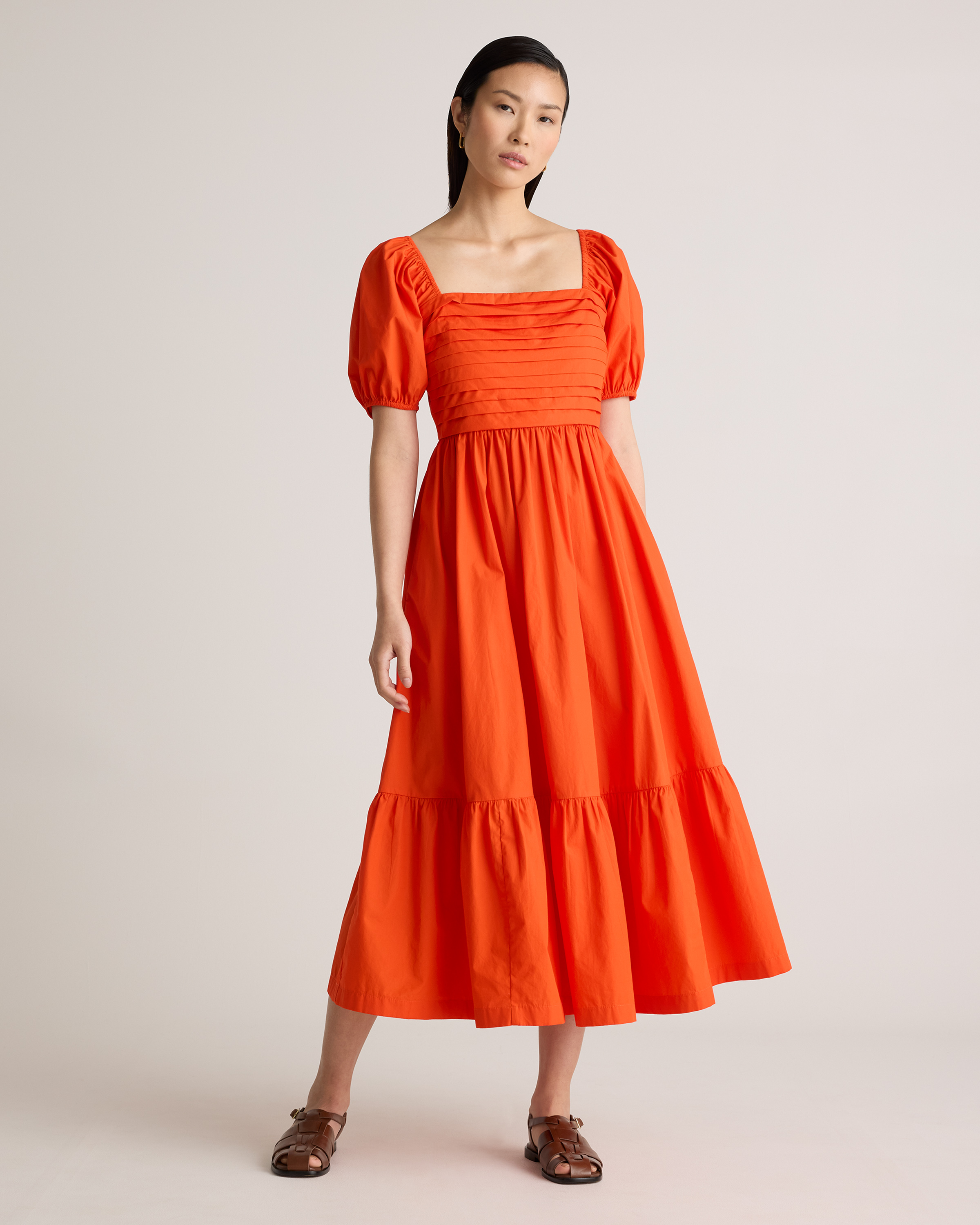 100% Organic Cotton Ruched Midi Dress
