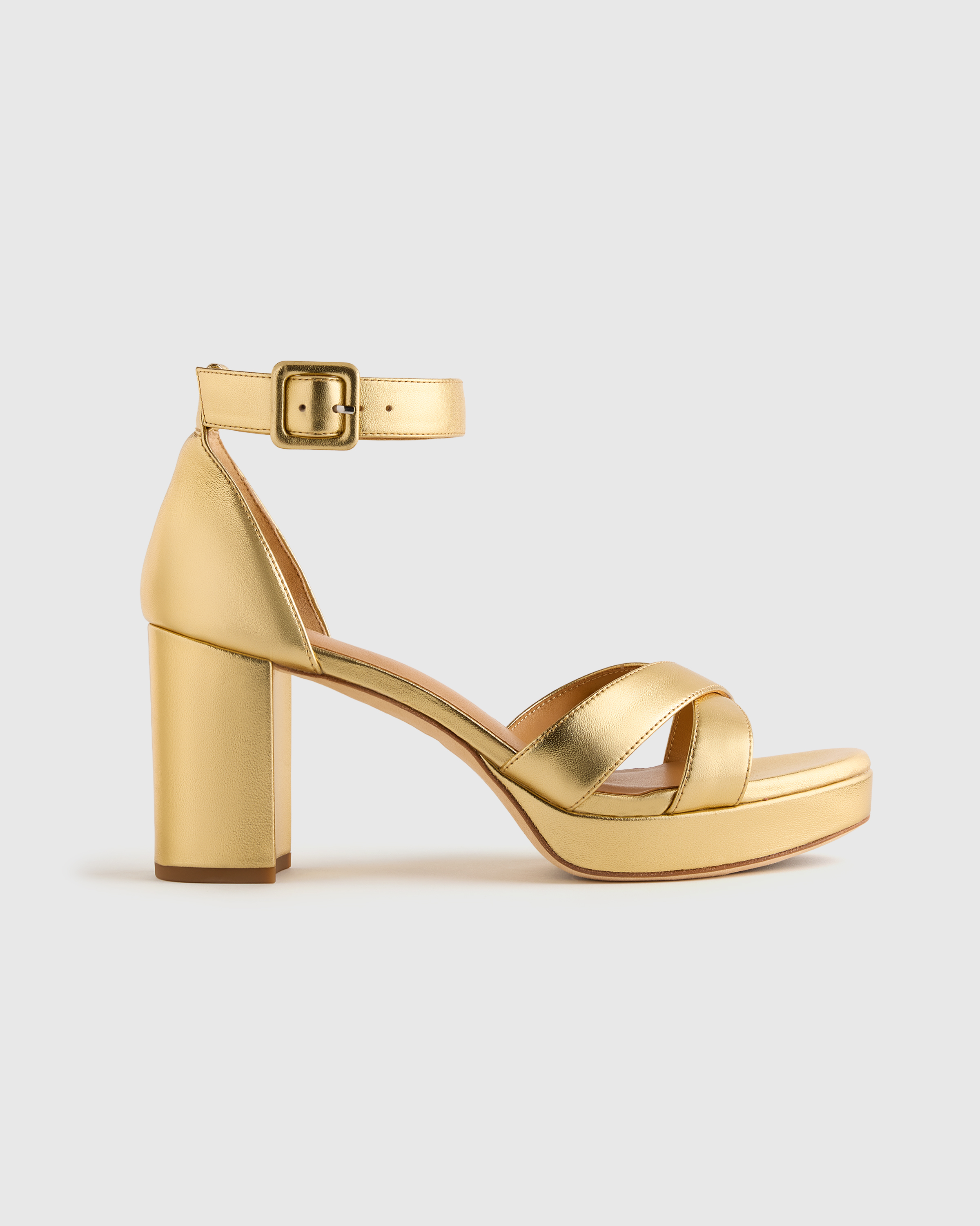 Italian Leather Crisscross Platform Sandal