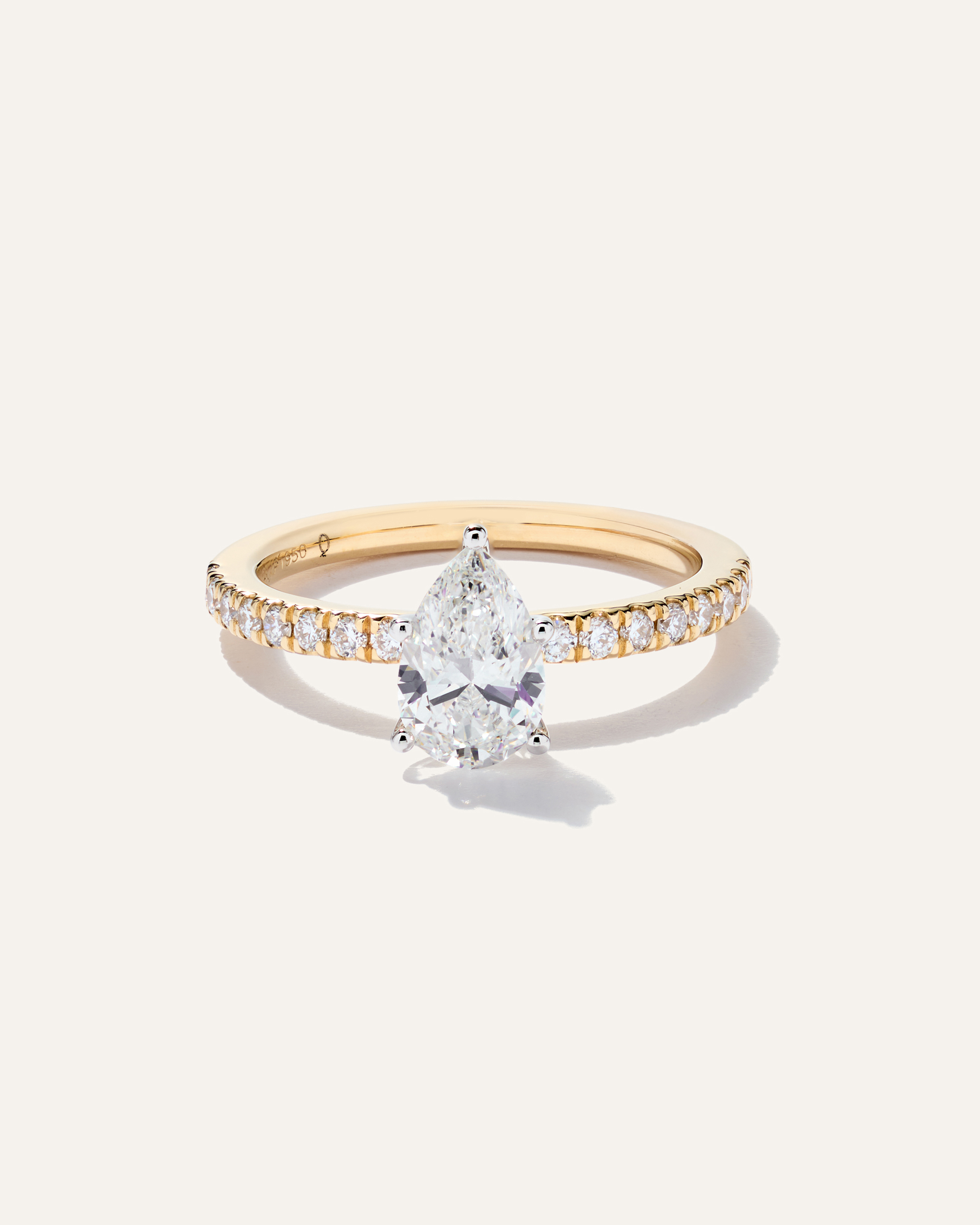 Lab Grown Diamond Pear Petite Pave Engagement Ring - 1ct